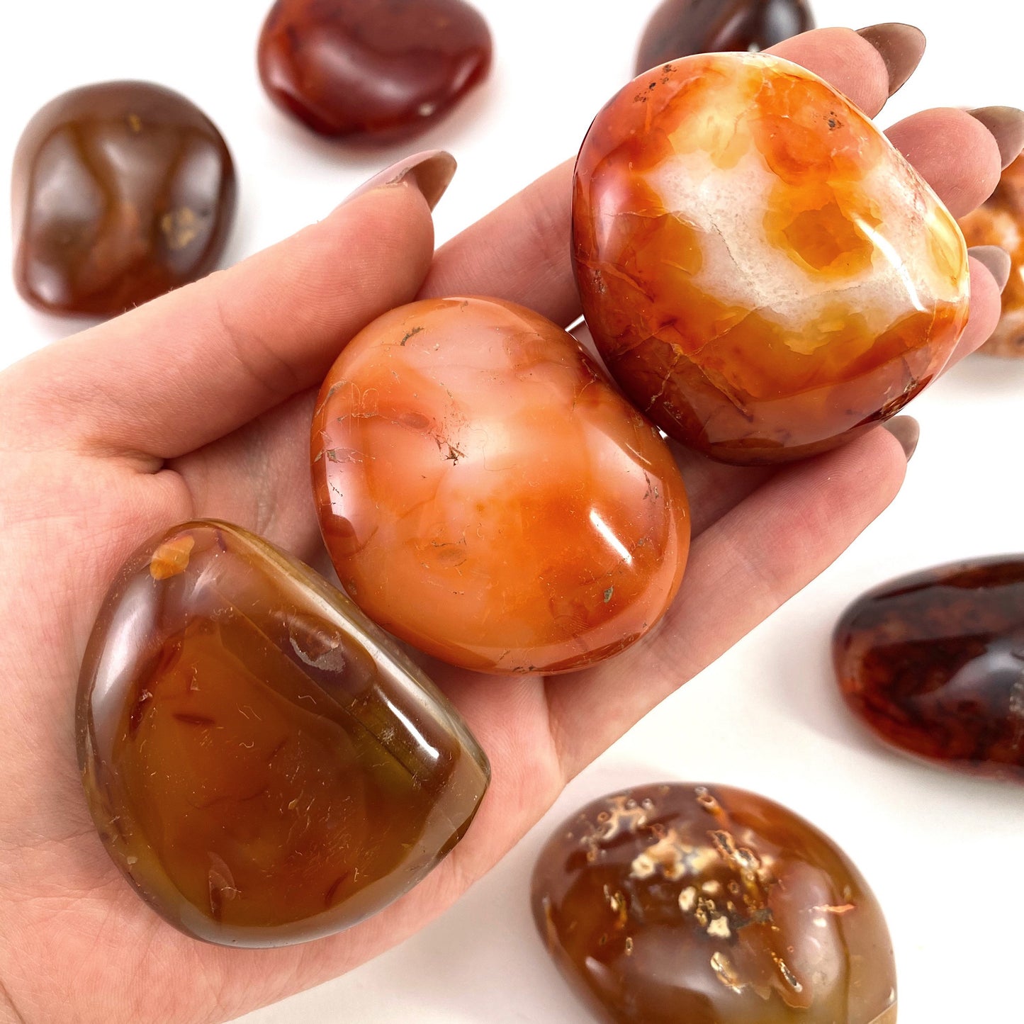 Carnelian Palm Stone, carnelian palmstone, polished carnelian, red carnelian, chakra palm stone