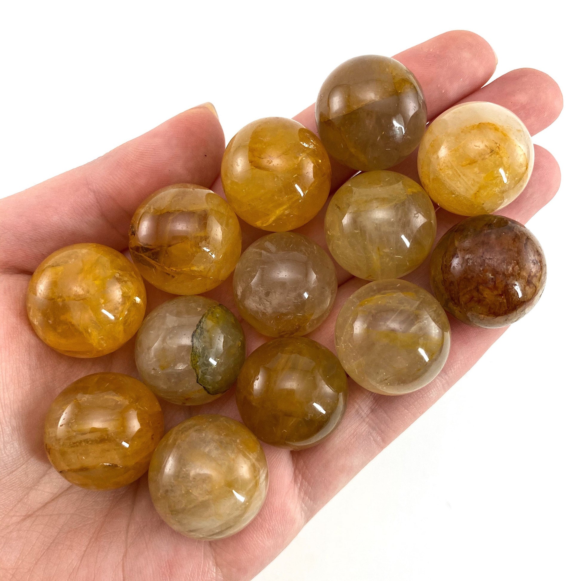 Golden healer quartz sphere, yellow hematoid sphere, crystal ball, crystal sphere, Golden Healer Quartz Palm Stone