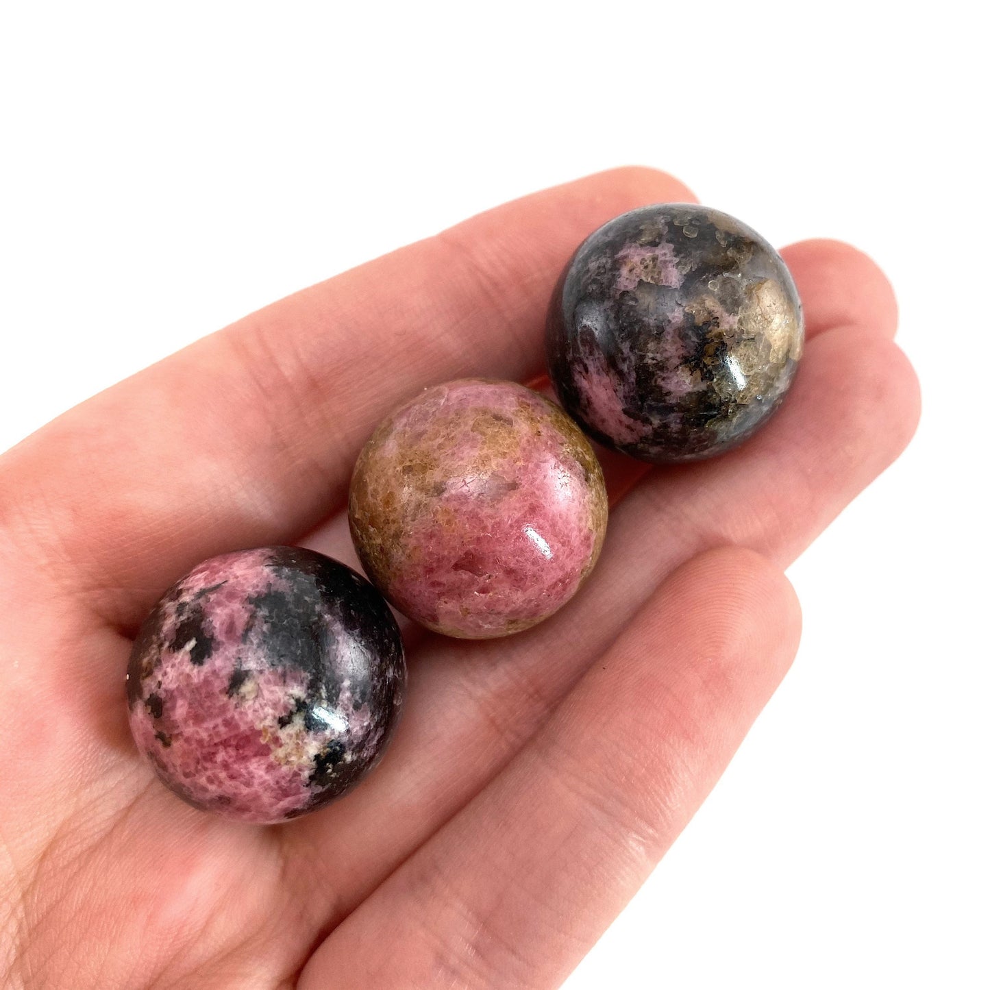 Rhodonite Sphere, crystal ball, Rhodonite sphere, Rhodonite palm stone, crystal sphere
