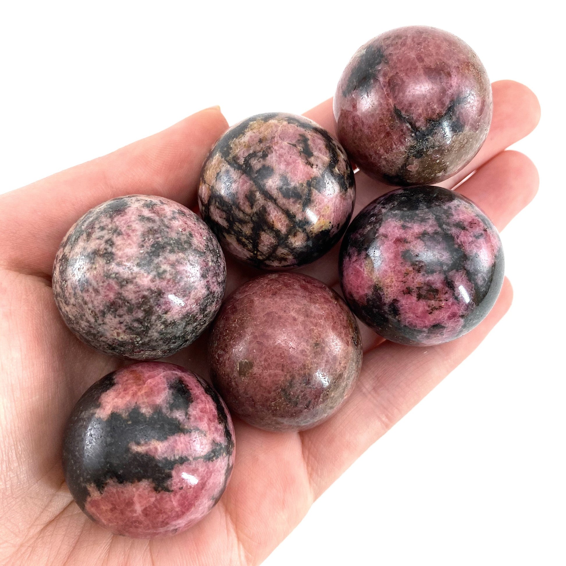 Rhodonite Sphere, crystal ball, Rhodonite sphere, Rhodonite palm stone, crystal sphere