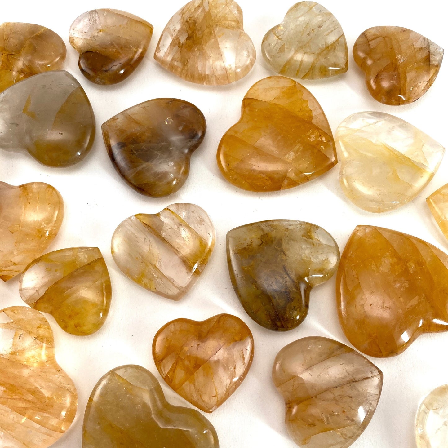 Golden Healed Quartz Heart | Polished Yellow Crystal (Crown Chakra)