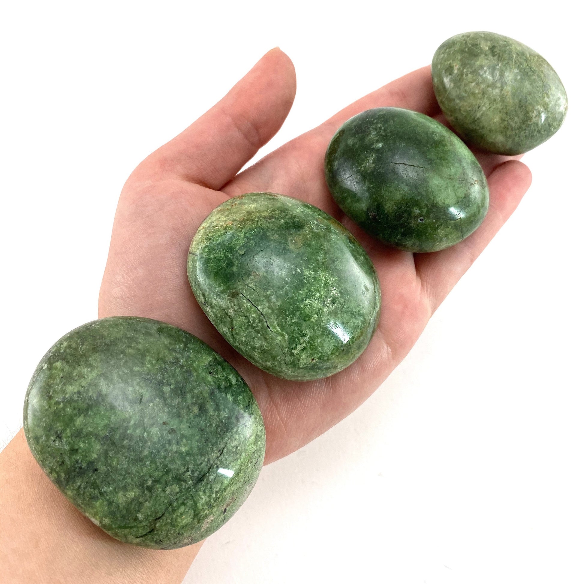 Chrysoprase Palm Stone | Polished Green Crystal Worry Stone (Heart Chakra)