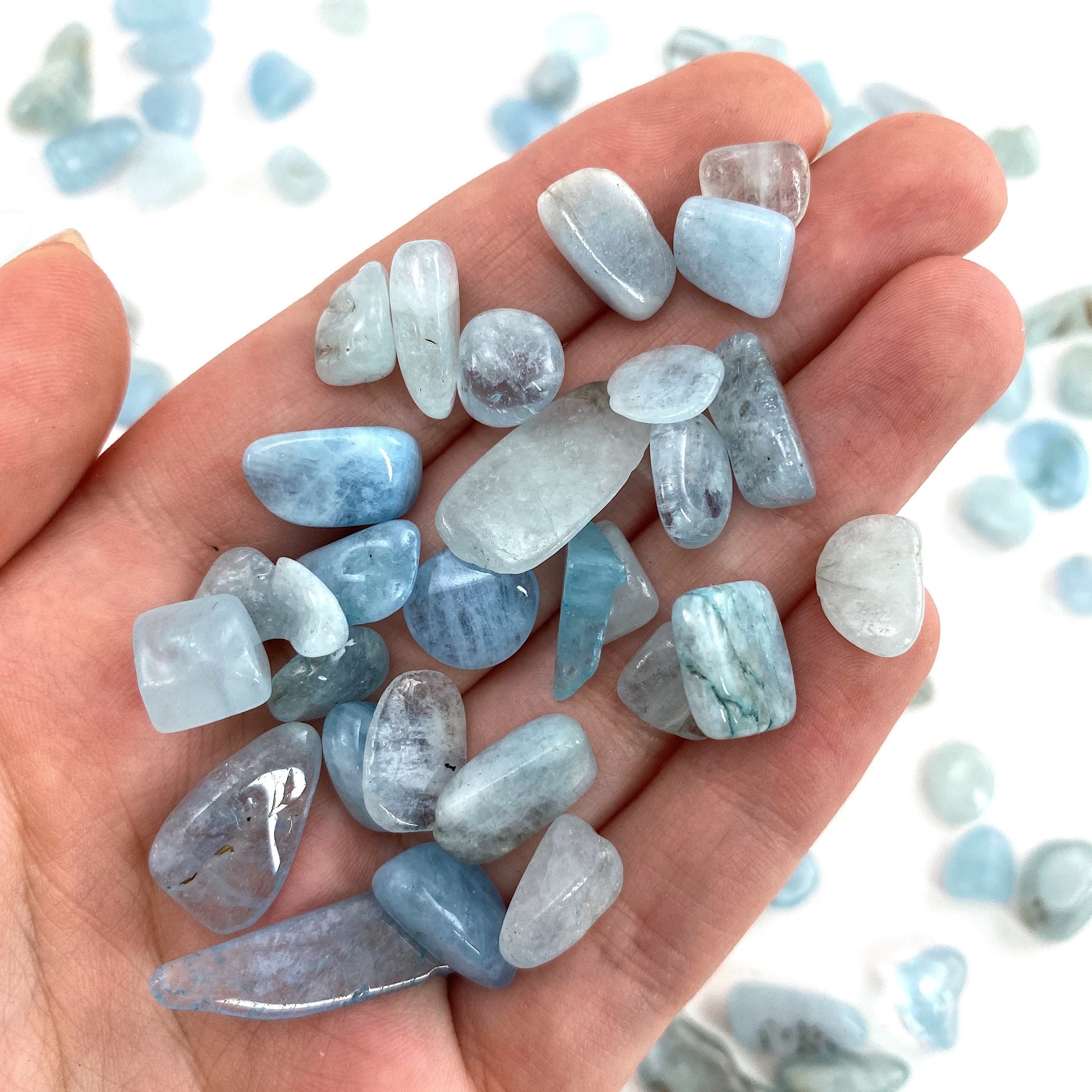 20g of Tumbled Aquamarine, mini tumbled stones, tumbled crystal, tumbled Aquamarine, blue aquamarine