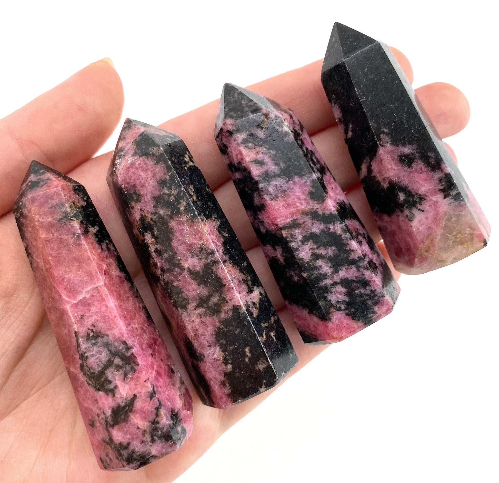 Rhodonite Point, Pink rhodonite tower, crystal point, rhodonite crystal, pink rhodonite