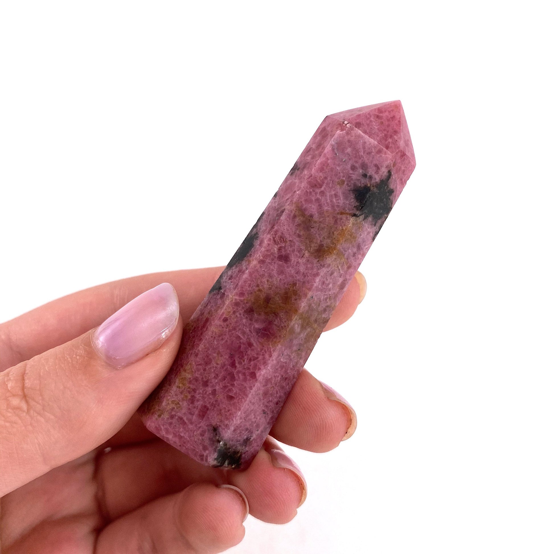 Rhodonite Point, Pink rhodonite tower, crystal point, rhodonite crystal, pink rhodonite