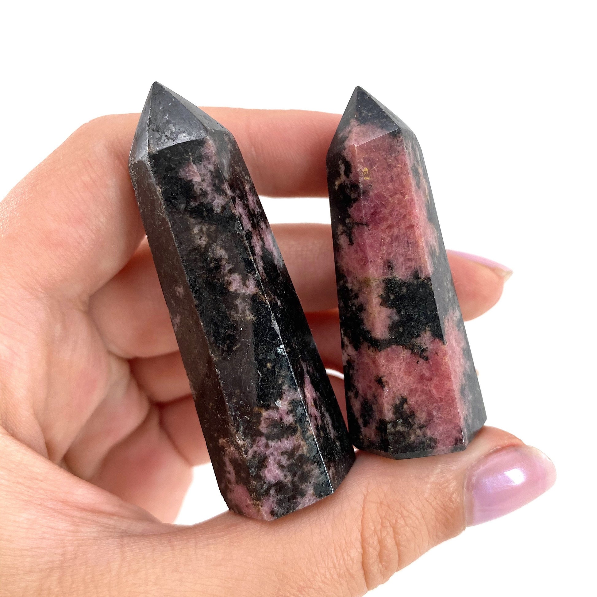 Rhodonite Point, Pink rhodonite tower, crystal point, rhodonite crystal, pink rhodonite