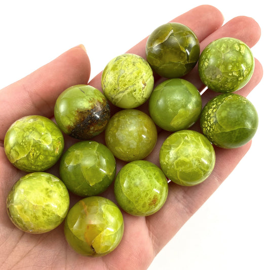 Mini Green Opal Sphere, crystal ball, green opal sphere, polished green opal, palm stone