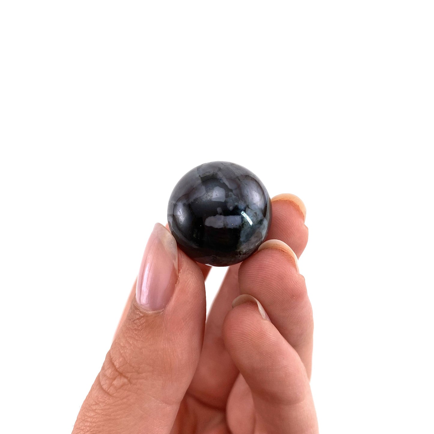 Indigo Gabbro Sphere, merlinite sphere, Gabbro Palm stone, Merlinite ball, Indigo Gabbro, crystal sphere, crystal ball