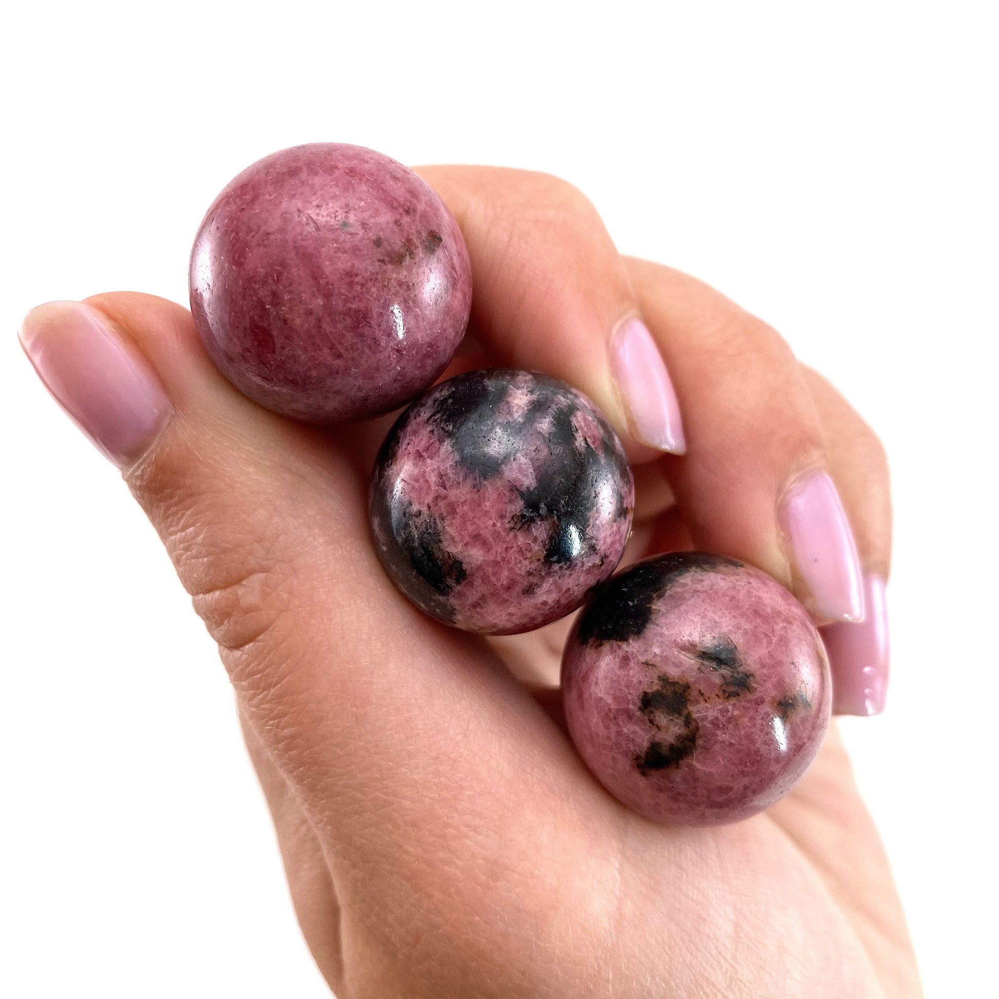 Rhodonite Sphere, crystal ball, Rhodonite sphere, Rhodonite palm stone, crystal sphere