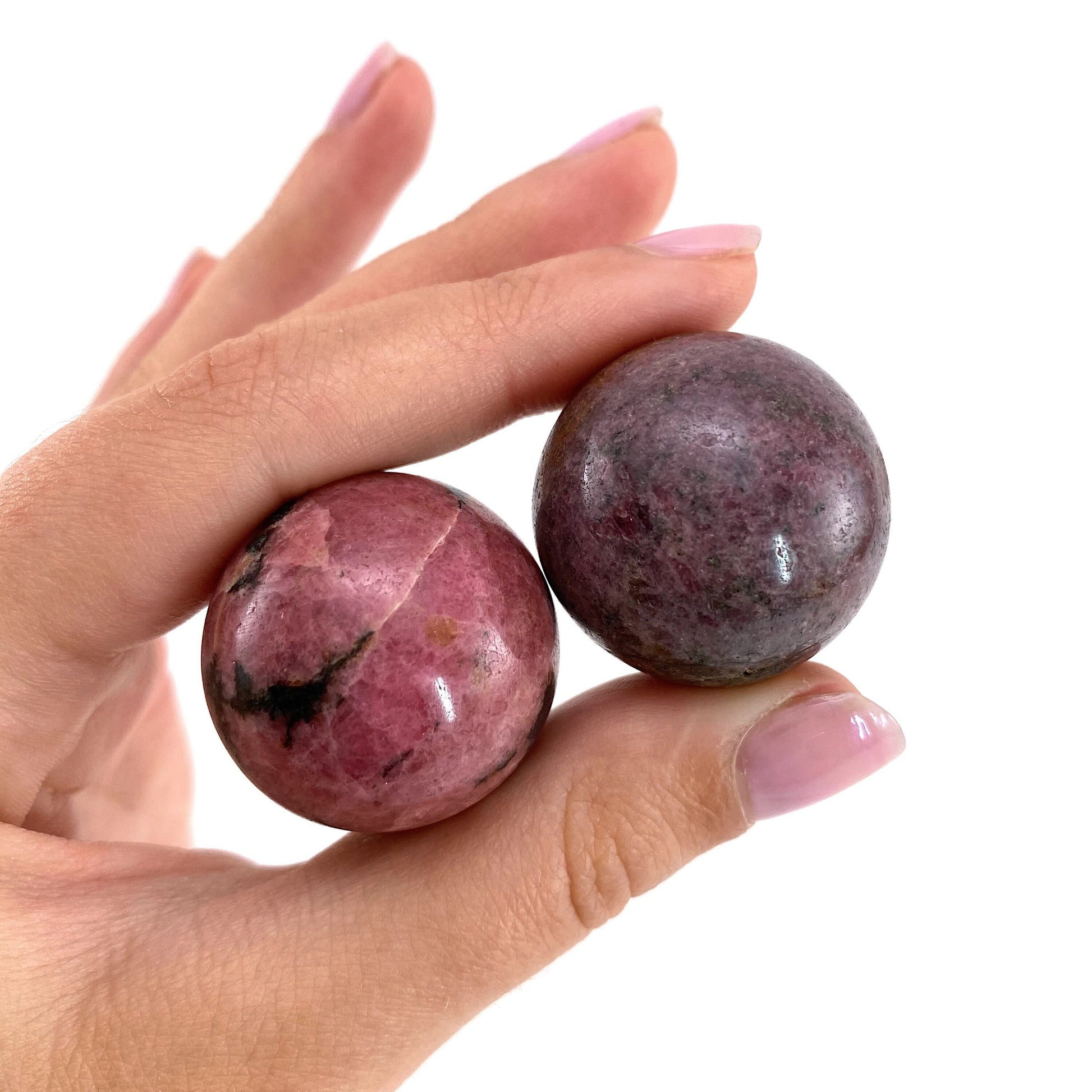 Rhodonite Sphere, crystal ball, Rhodonite sphere, Rhodonite palm stone, crystal sphere