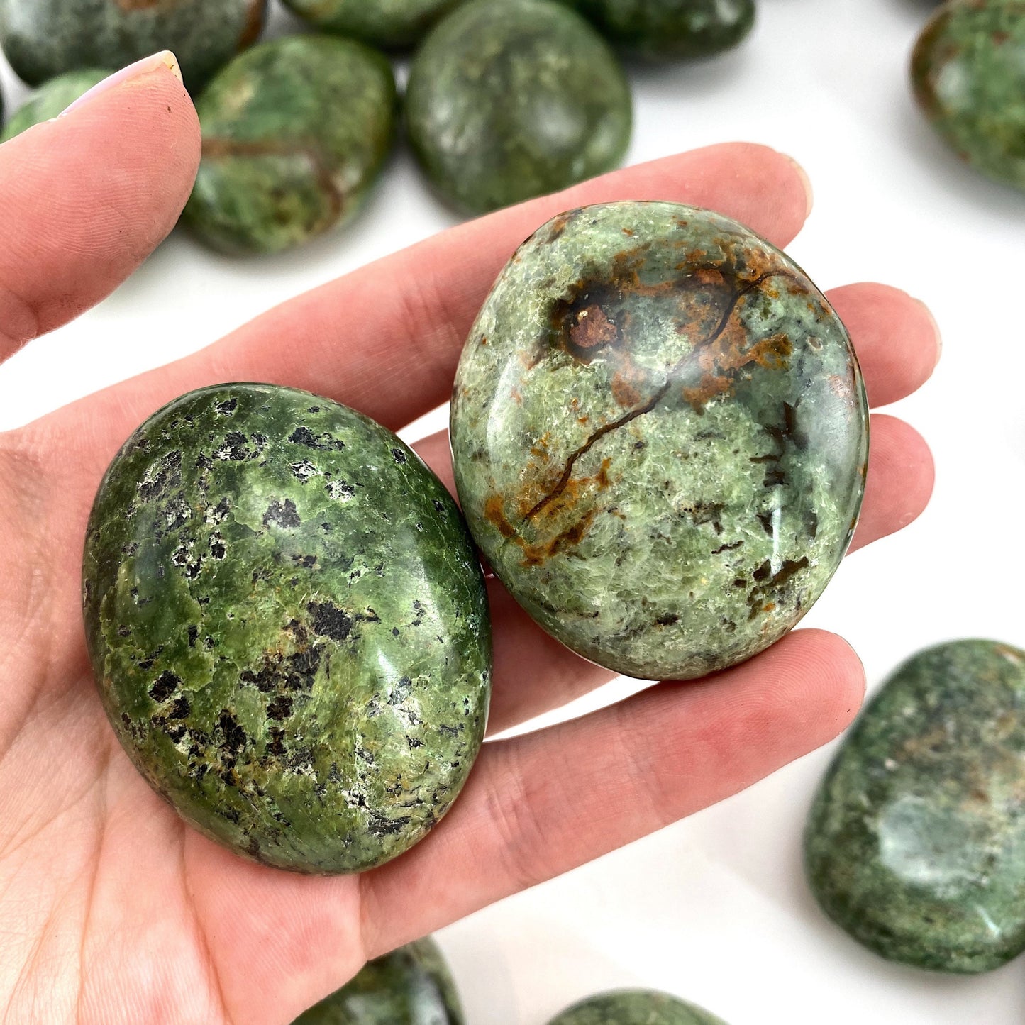 Chrysoprase Palm Stone | Polished Green Crystal Worry Stone (Heart Chakra)