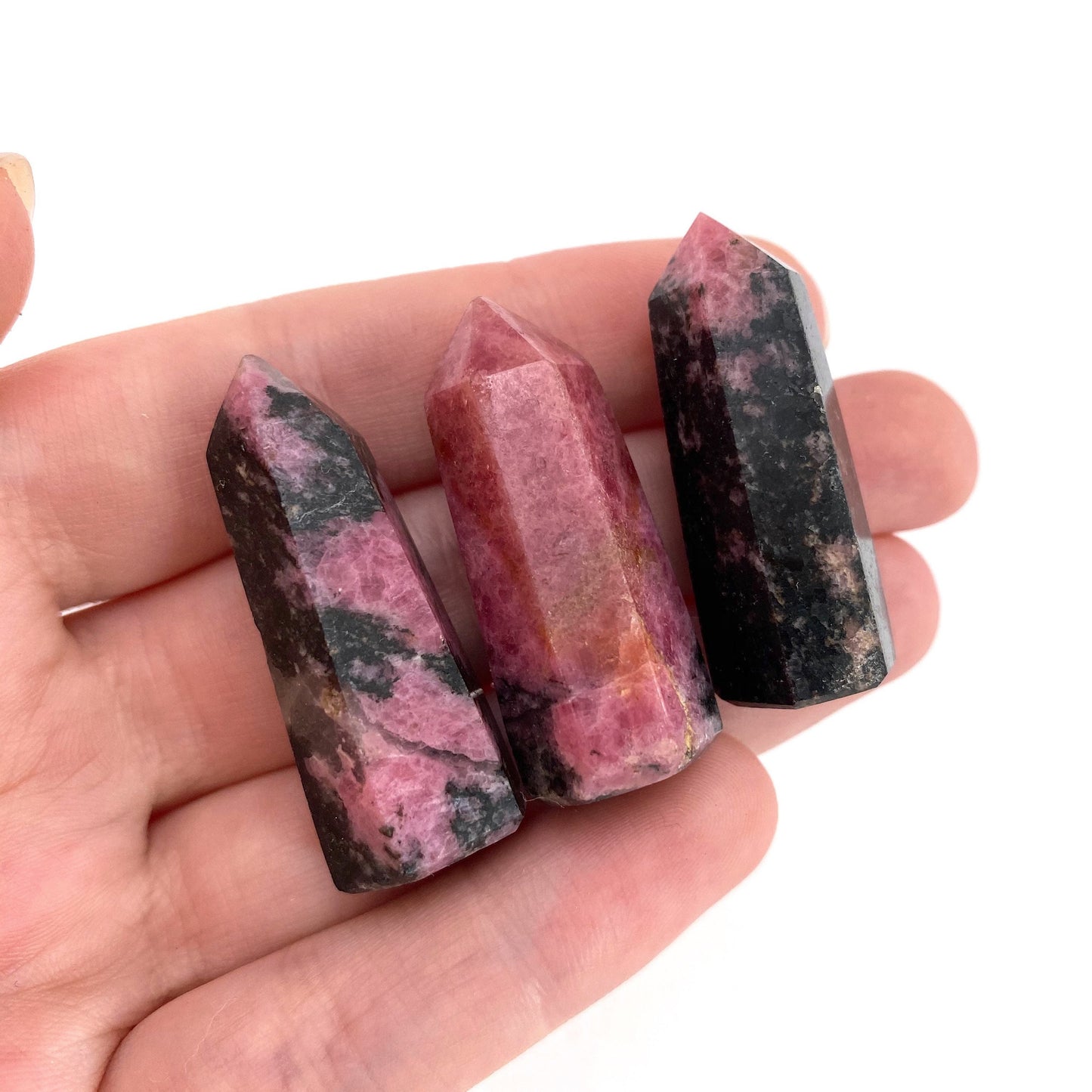 Rhodonite Point, Pink rhodonite tower, crystal point, rhodonite crystal, pink rhodonite