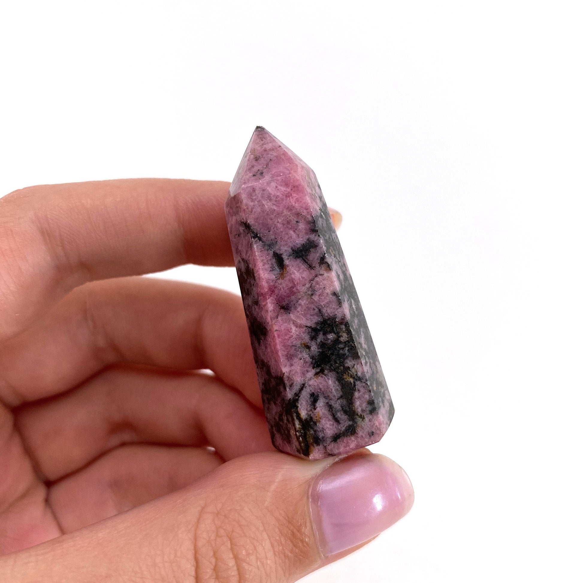 Rhodonite Point, Pink rhodonite tower, crystal point, rhodonite crystal, pink rhodonite