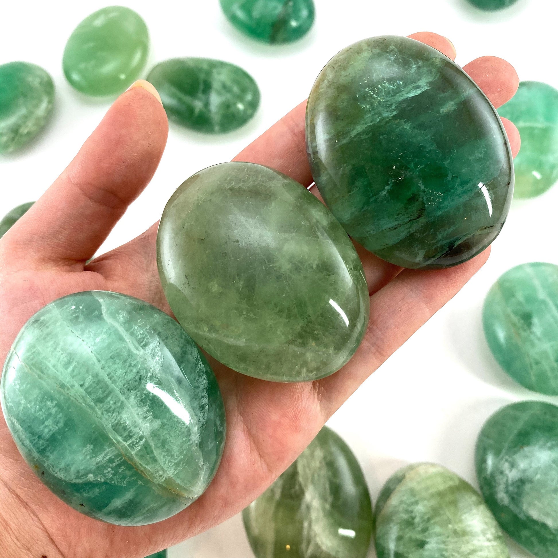 Green Fluorite Palm Stone, green fluorite, fluorite palmstone, palm stone, green fluorite, crystals