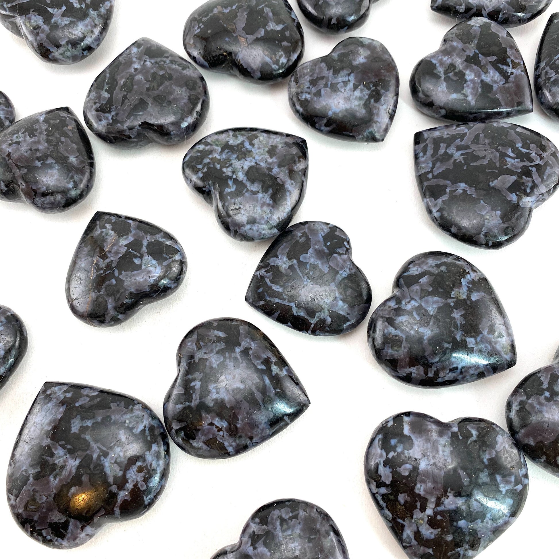 Indigo Gabbro Heart, merlinite heart, Gabbro Palm stone, Merlinite palm stone, Indigo Gabbro, crystal heart
