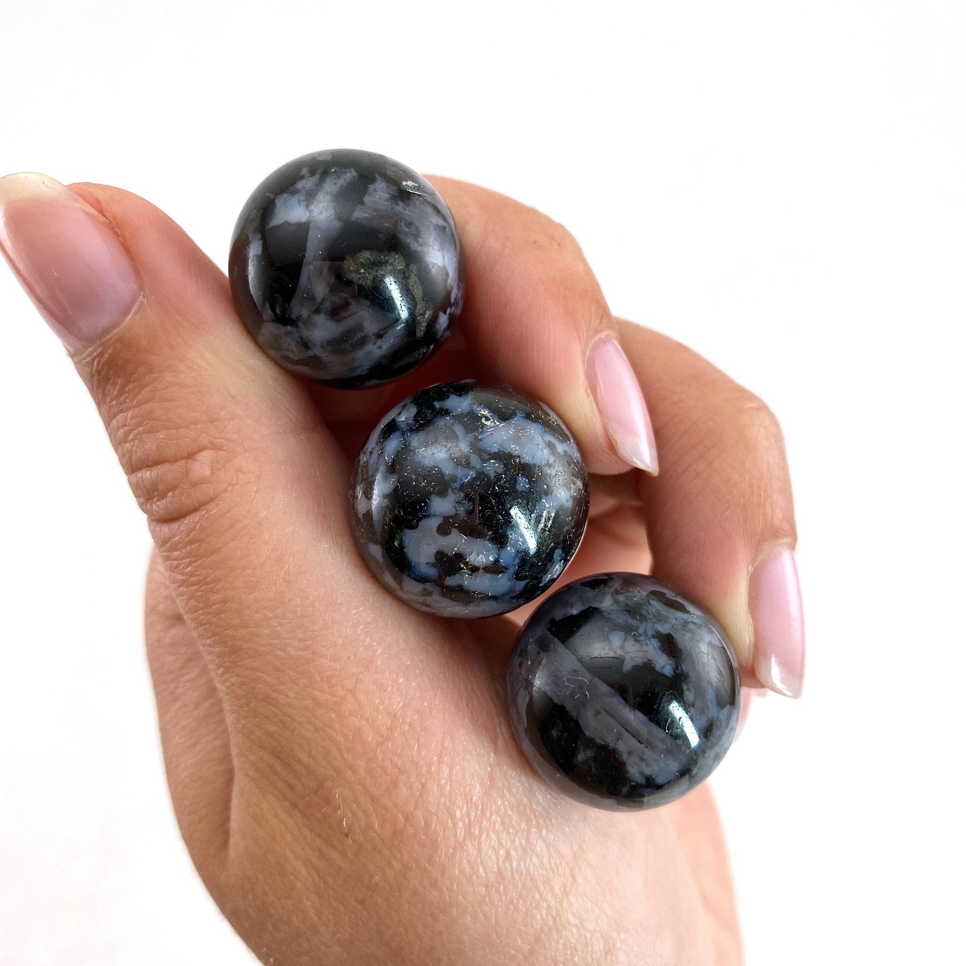 Indigo Gabbro Sphere, merlinite sphere, Gabbro Palm stone, Merlinite ball, Indigo Gabbro, crystal sphere, crystal ball