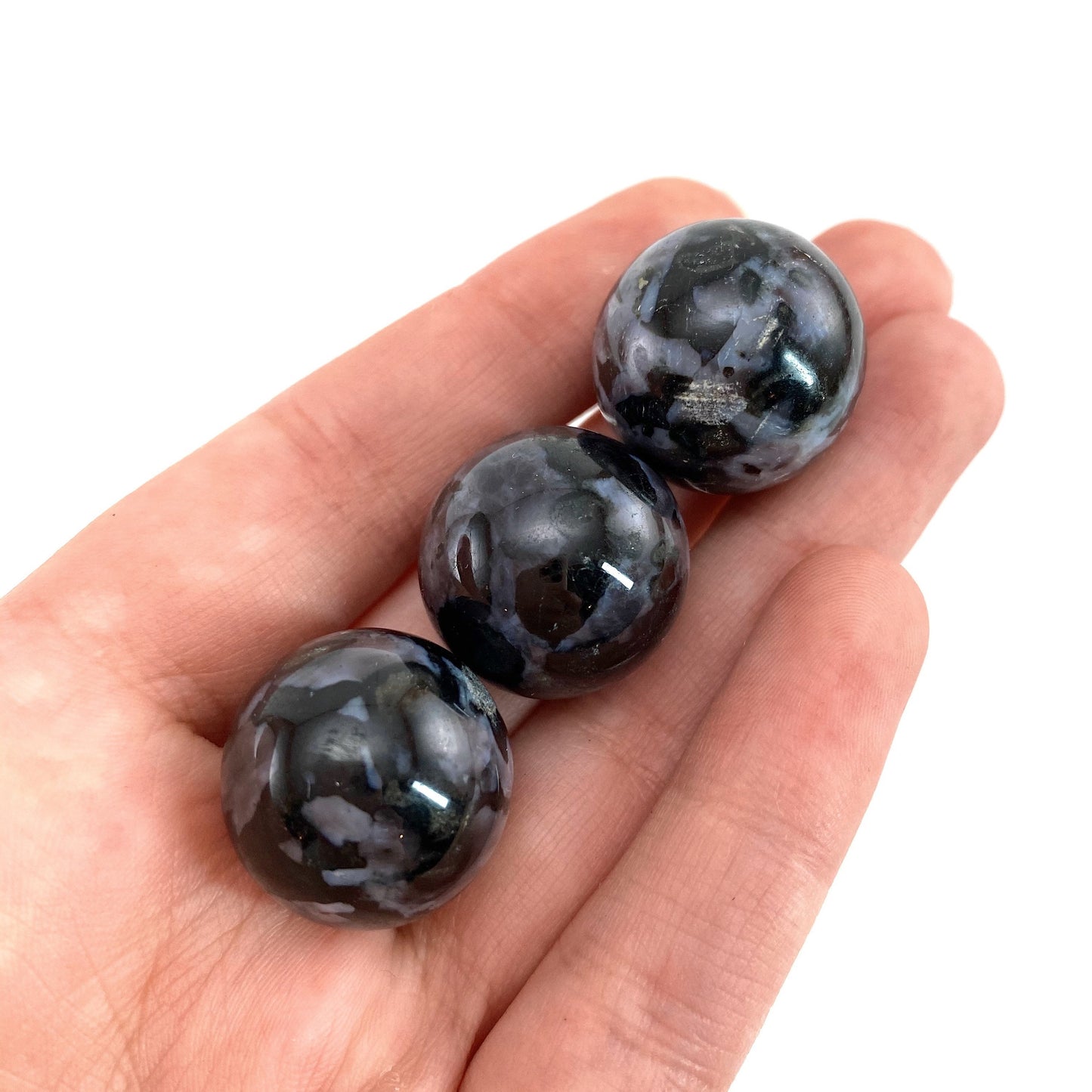 Indigo Gabbro Sphere, merlinite sphere, Gabbro Palm stone, Merlinite ball, Indigo Gabbro, crystal sphere, crystal ball