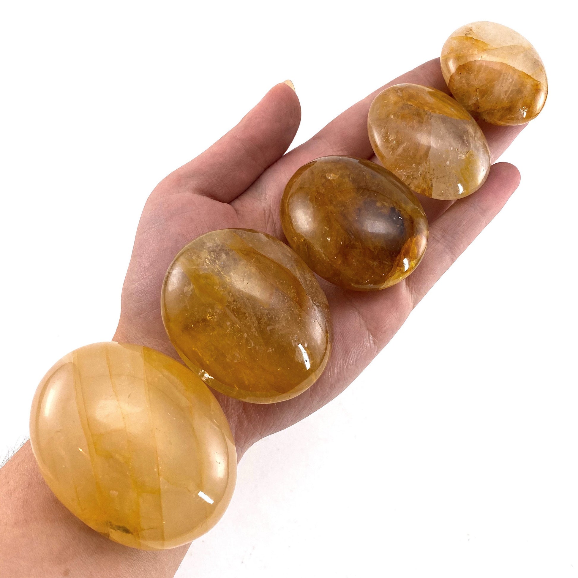 Golden Healer Quartz Palm Stone, golden healer quartz, yellow hematoid quartz palm stone, crystal palm stone, chakra palm stone