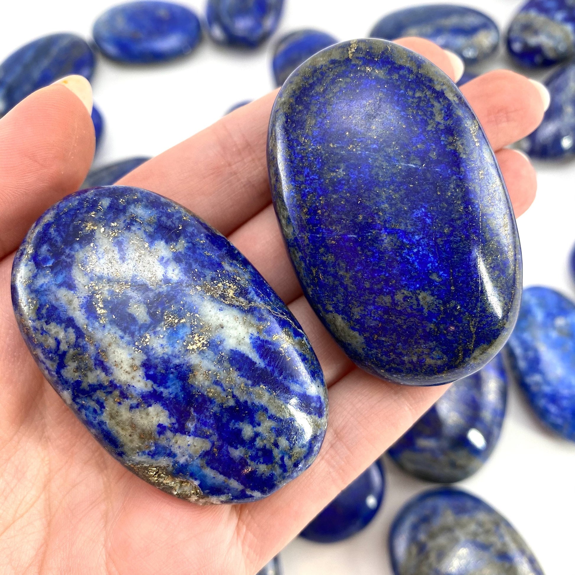 Lapis Lazuli Palm Stone | Polished Blue Crystal Worry Stone (Third Eye Chakra)