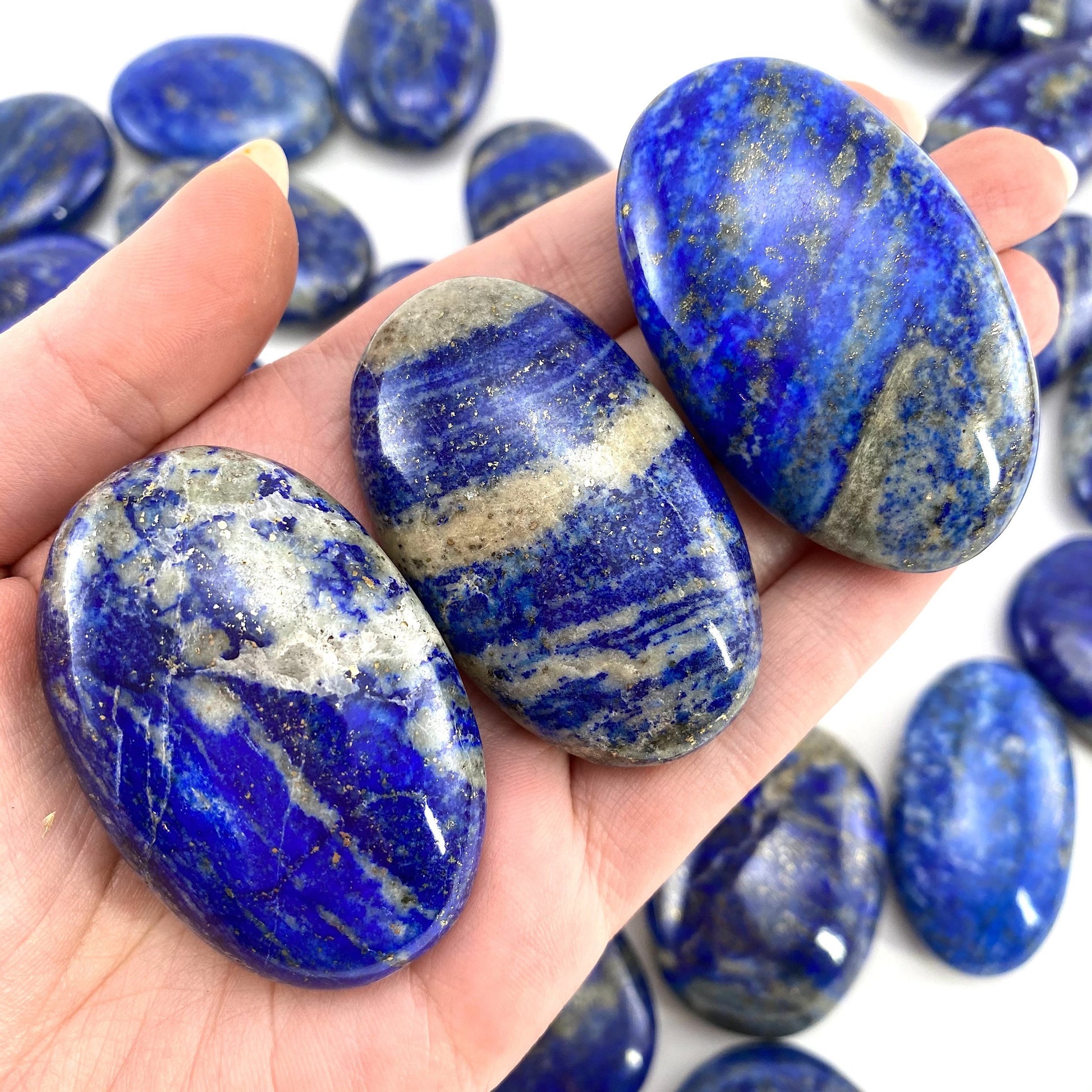 Lapis Lazuli Palm Stone | Polished Blue Crystal Worry Stone (Third Eye Chakra)