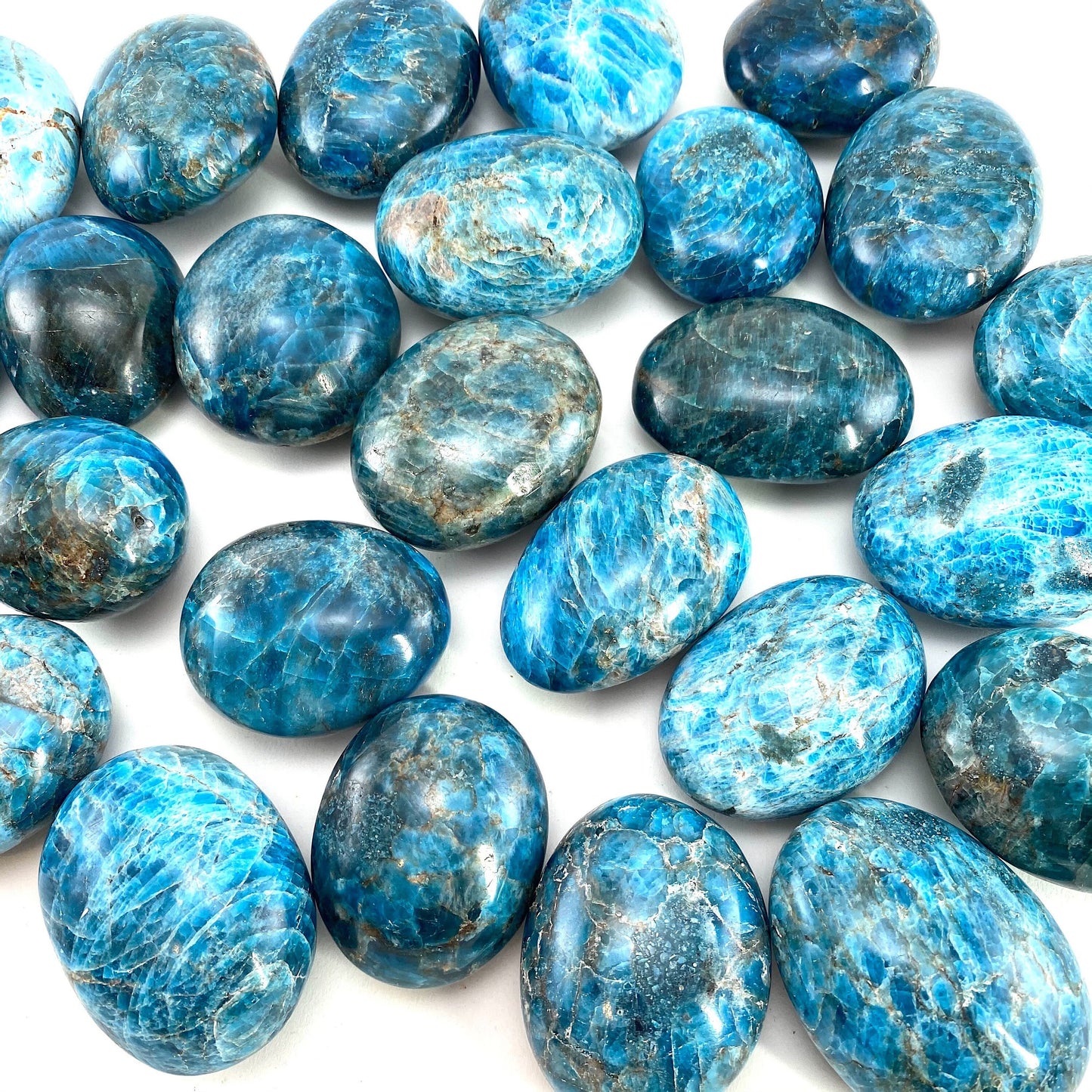 Blue apatite palmstone, blue apatite palm stone, blue apatite, polished blue apatite, chakra palm stone