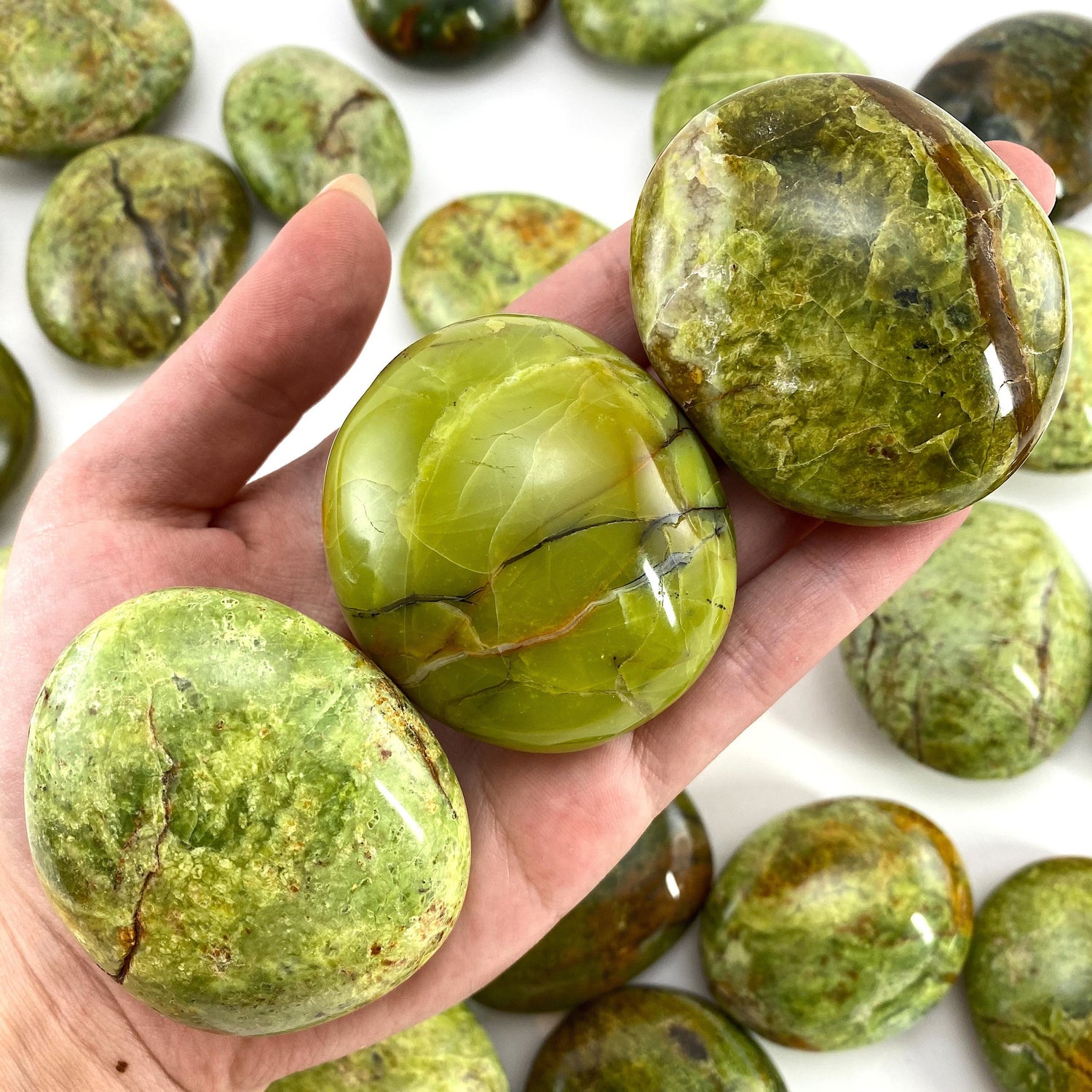 Green Opal Palm Stone, polished green opal, green opal palmstone, green opal pocket stone, chakra palm stone