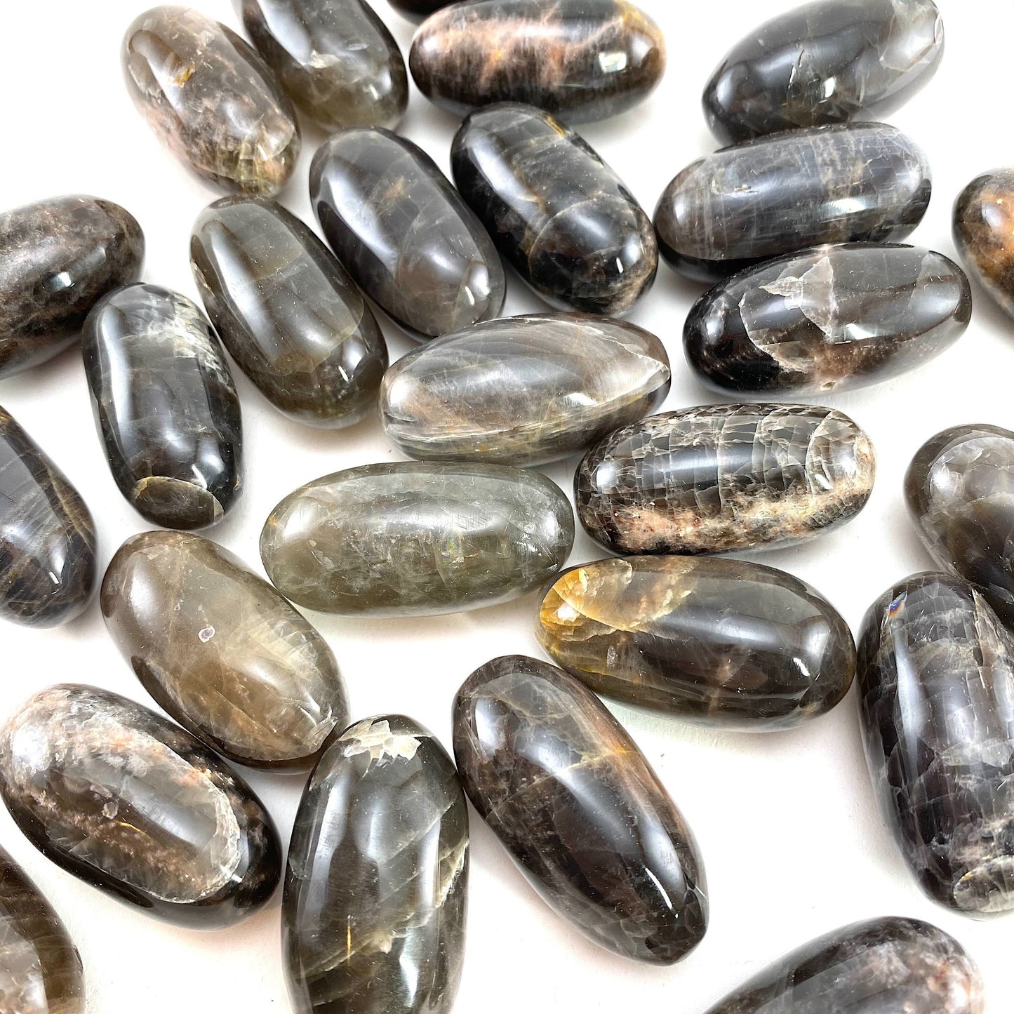 Grey Moonstone Worry Stone | Polished Crystal Lingam (Root Chakra)