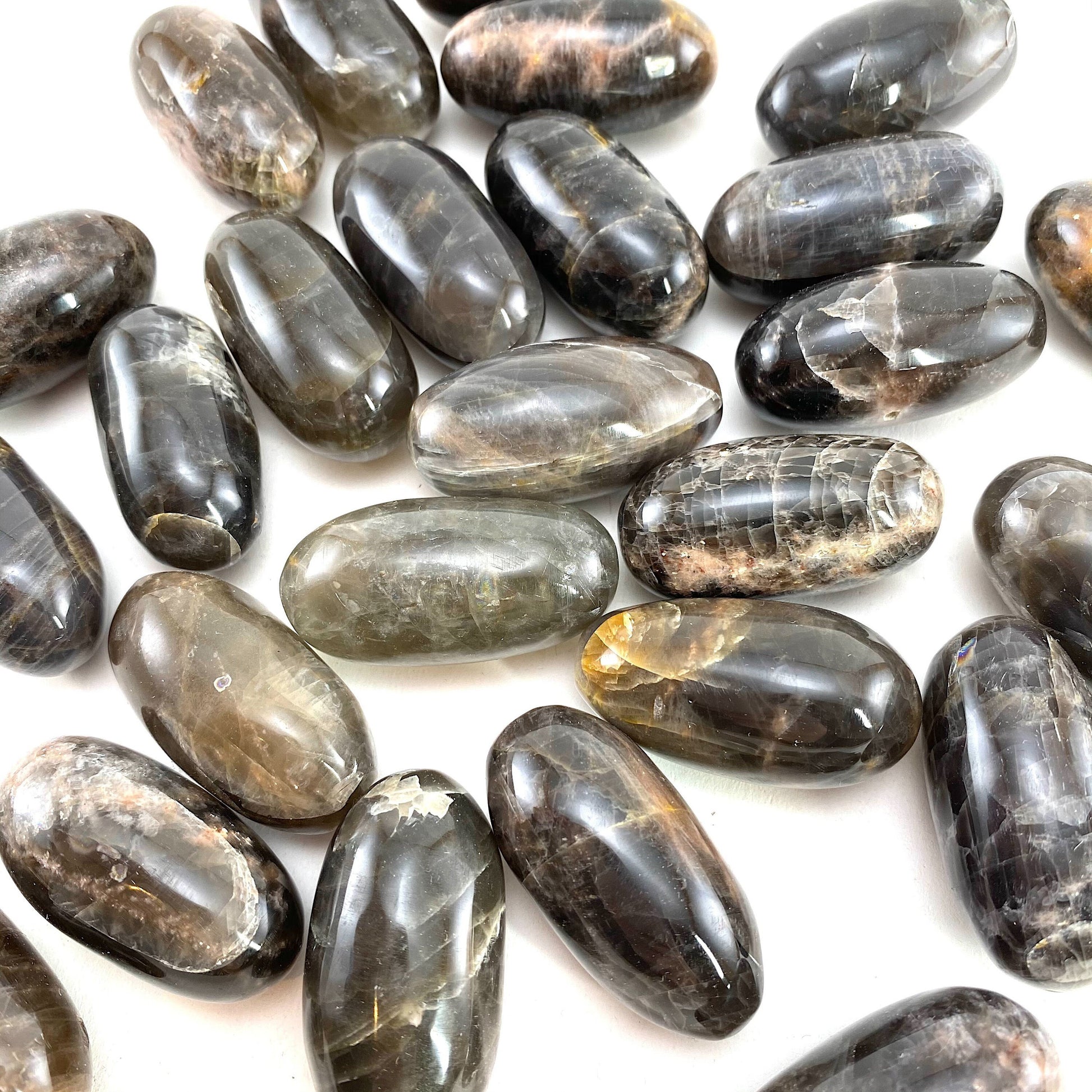 Grey Moonstone Worry Stone | Polished Crystal Lingam (Root Chakra)