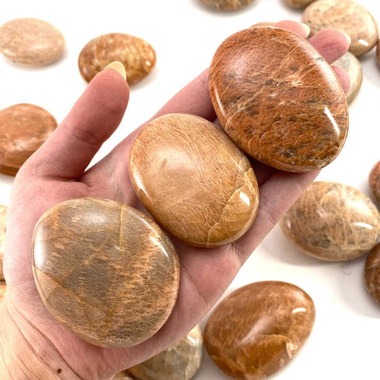 Peach Moonstone Palm stone, peach moonstone palmstone, pocket stone, worry stone, peach moonstone