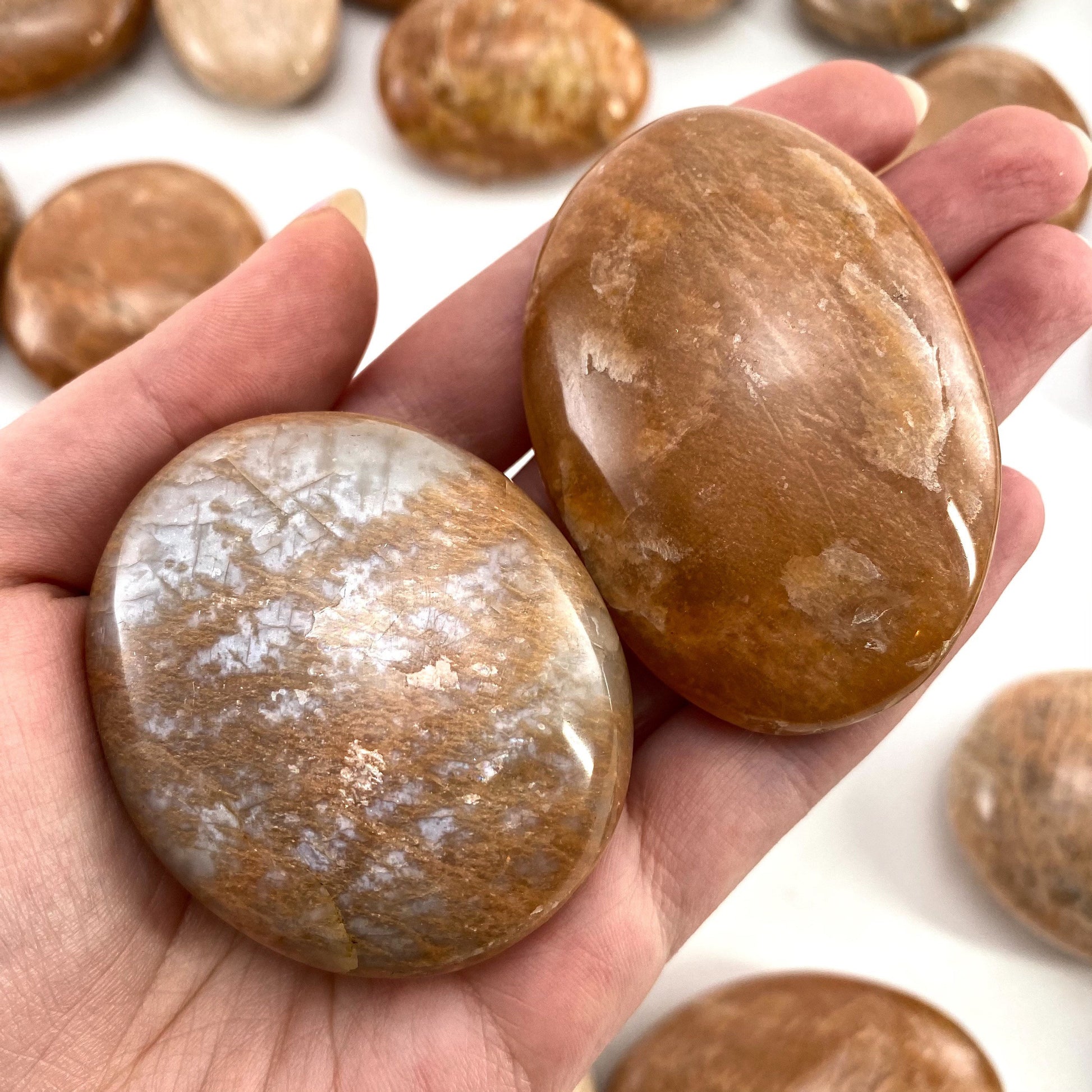 Peach Moonstone Palm stone, peach moonstone palmstone, pocket stone, worry stone, peach moonstone