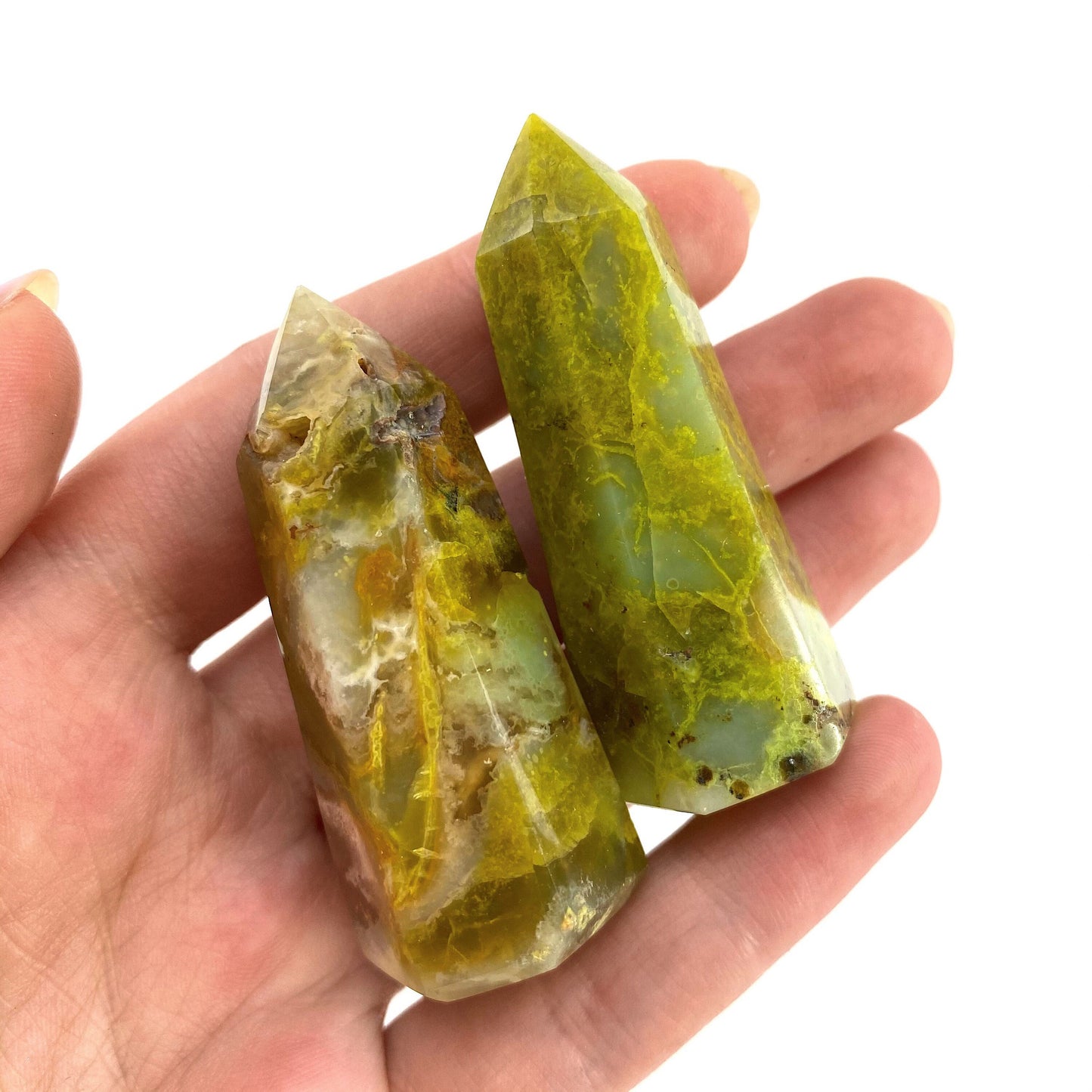 Green Opal Point | Polished Green Natural Crystal Tower (Heart Chakra)