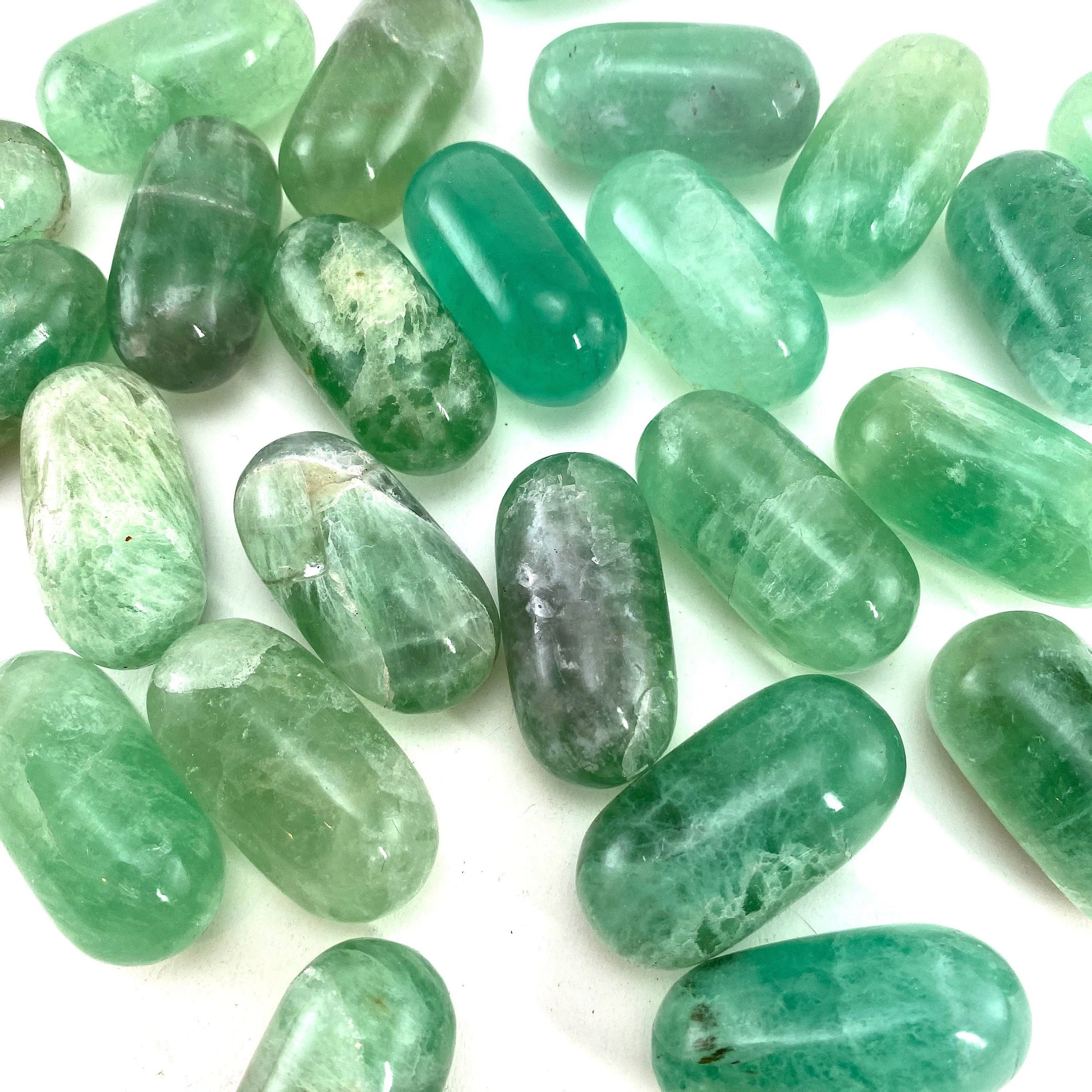 ONE Polished Green Fluorite, natural green fluorite, tumbled fluorite, green fluorite tumble, fluorite palm stone