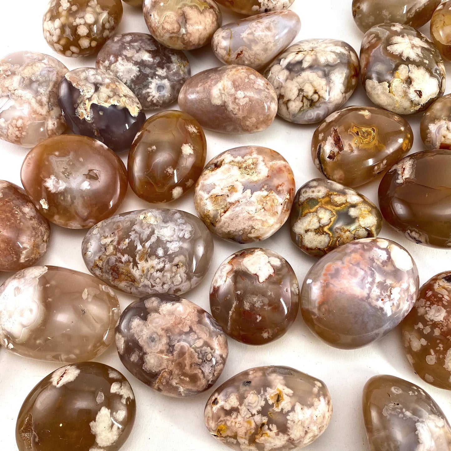 Flower Agate Palm Stone, flower agate palmstone, polished agate