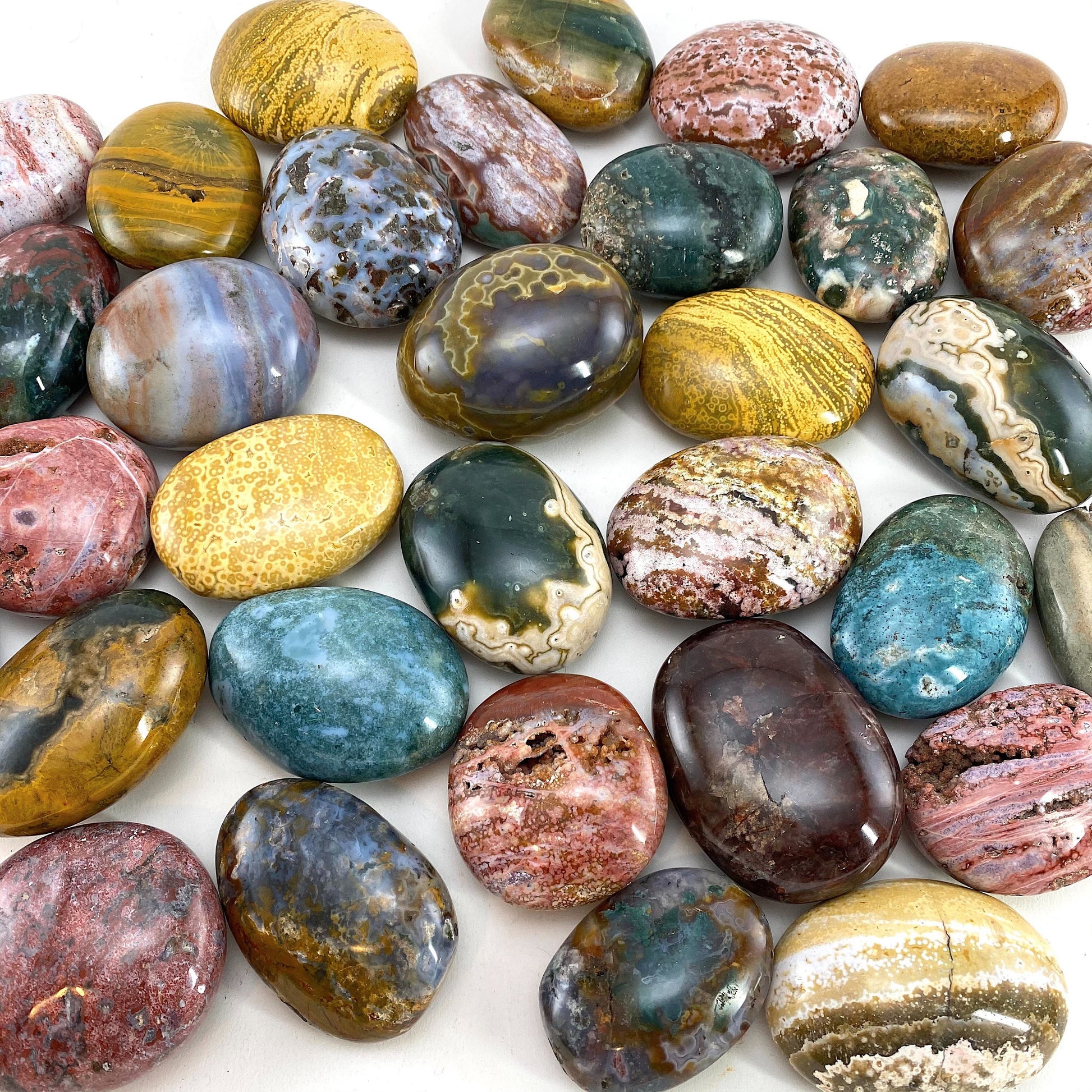 Ocean Jasper Palm stone, ocean jasper, pocket stone, orbicular jasper, palm stone, polished ocean jasper