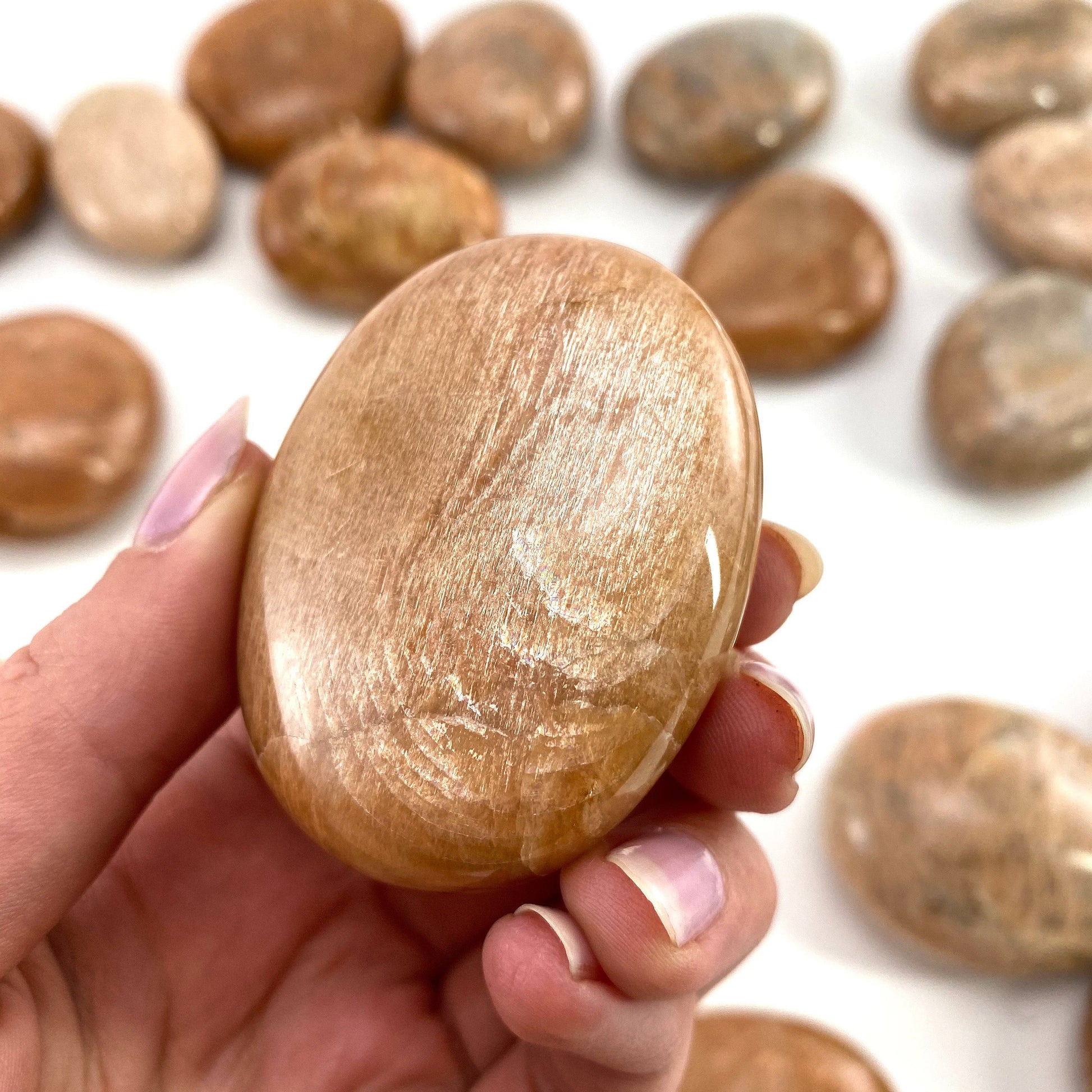 Peach Moonstone Palm stone, peach moonstone palmstone, pocket stone, worry stone, peach moonstone