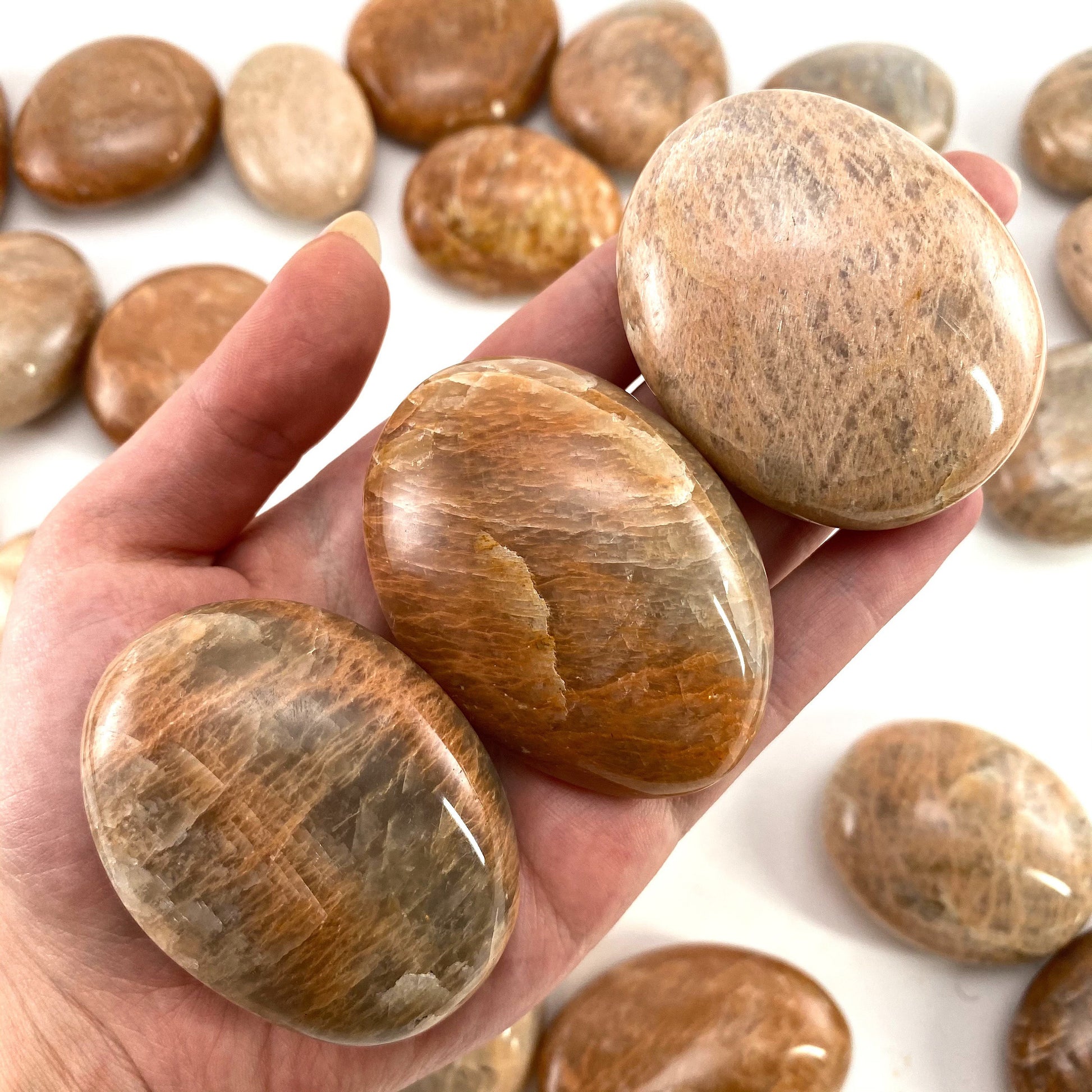 Peach Moonstone Palm stone, peach moonstone palmstone, pocket stone, worry stone, peach moonstone