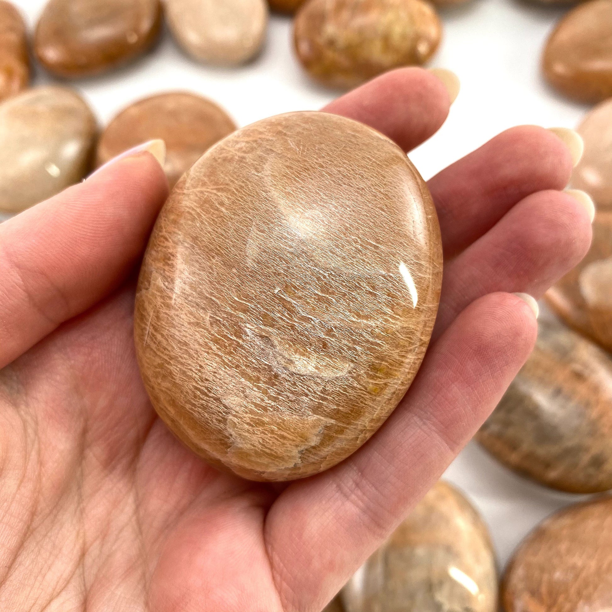 Peach Moonstone Palm stone, peach moonstone palmstone, pocket stone, worry stone, peach moonstone