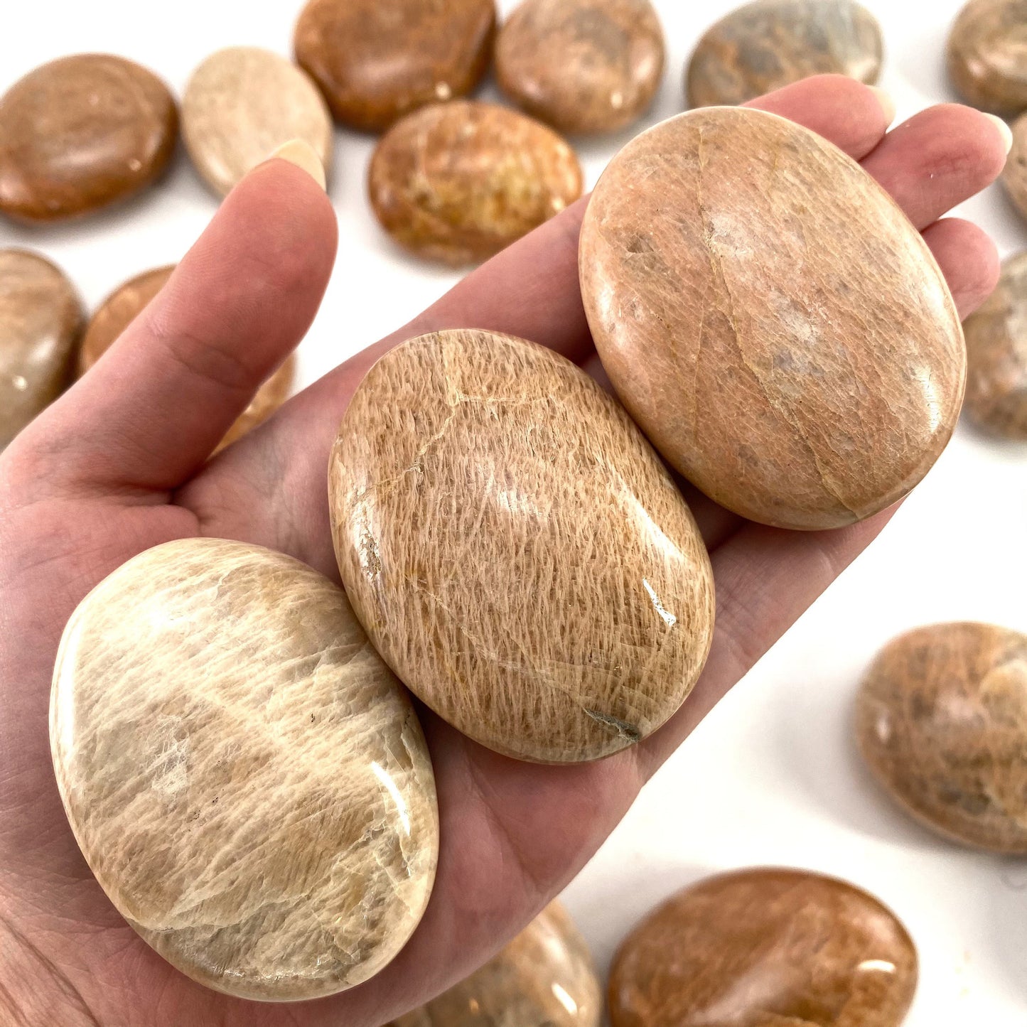 Peach Moonstone Palm stone, peach moonstone palmstone, pocket stone, worry stone, peach moonstone