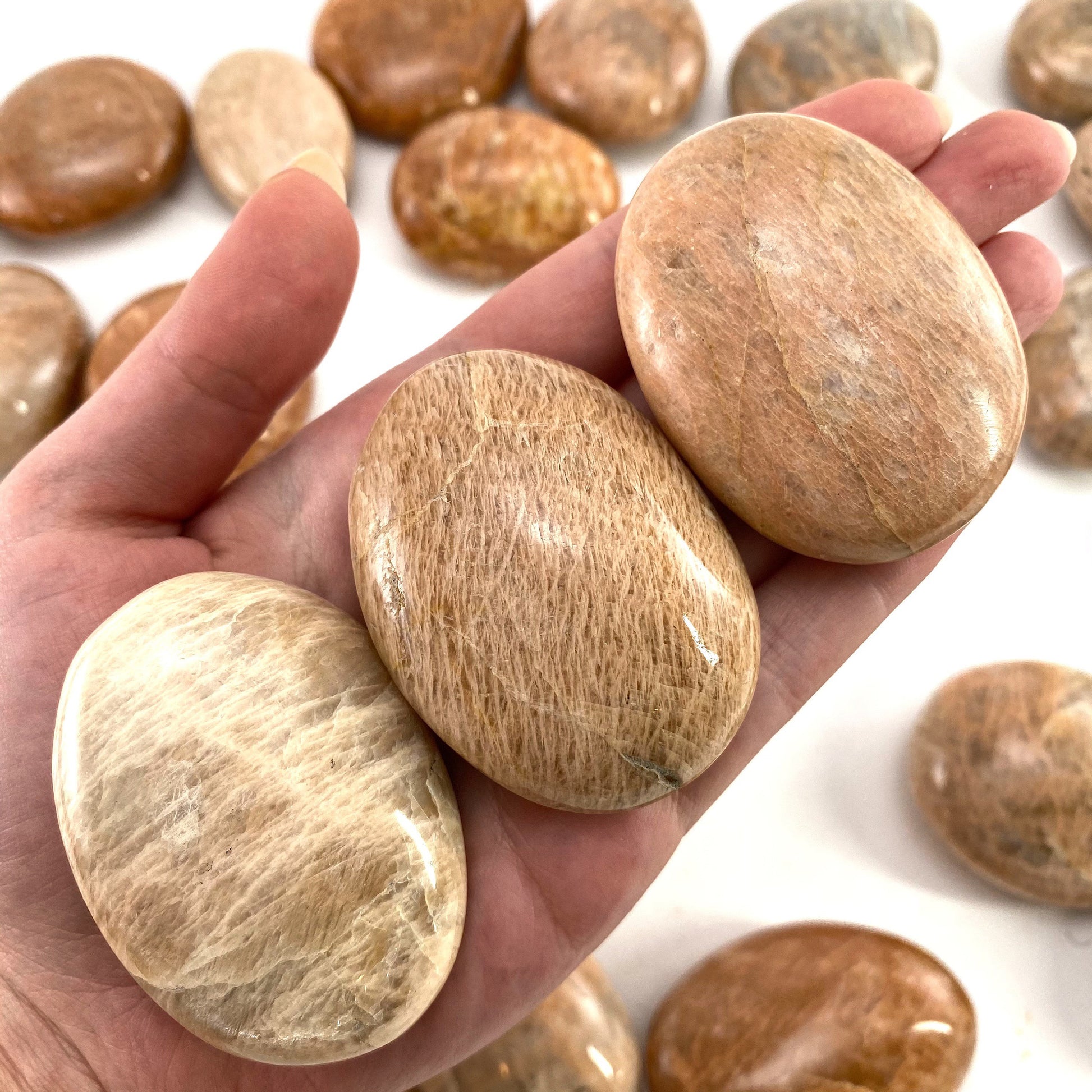 Peach Moonstone Palm stone, peach moonstone palmstone, pocket stone, worry stone, peach moonstone
