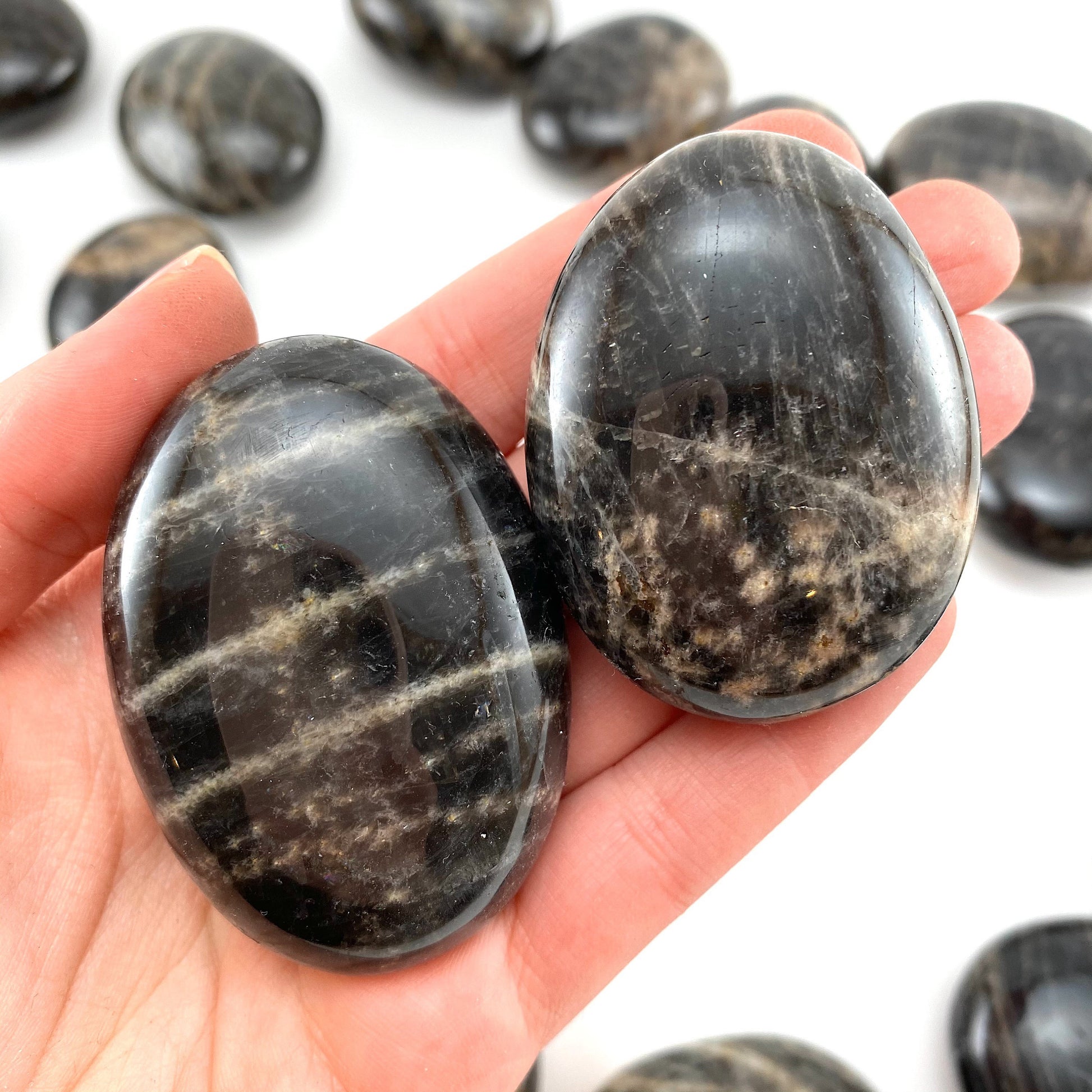 Grey Moonstone Palm stone, grey moonstone palmstone, pocket stone, worry stone, grey moonstone