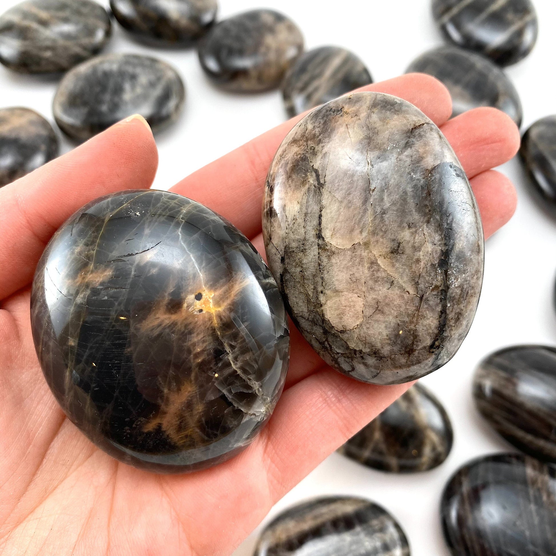 Grey Moonstone Palm stone, grey moonstone palmstone, pocket stone, worry stone, grey moonstone