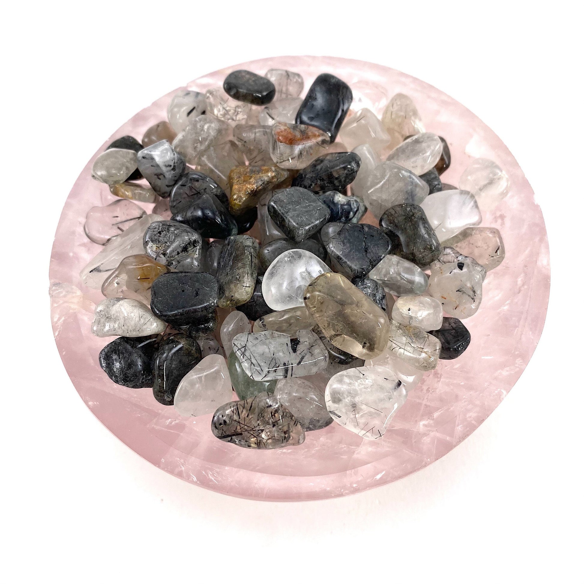 20g of Tourmalinated quartz, mini tumbled stones, tumbled crystal, tumbled tourmaline quartz, black rutilated quartz chips