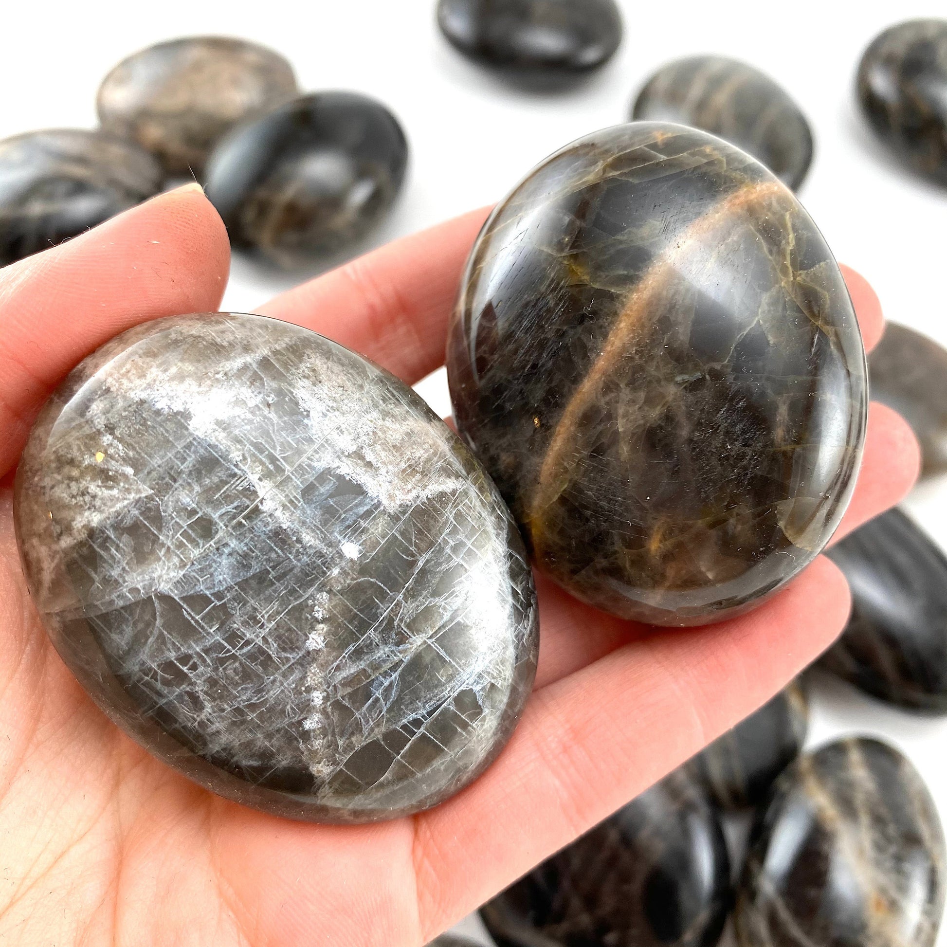 Grey Moonstone Palm stone, grey moonstone palmstone, pocket stone, worry stone, grey moonstone