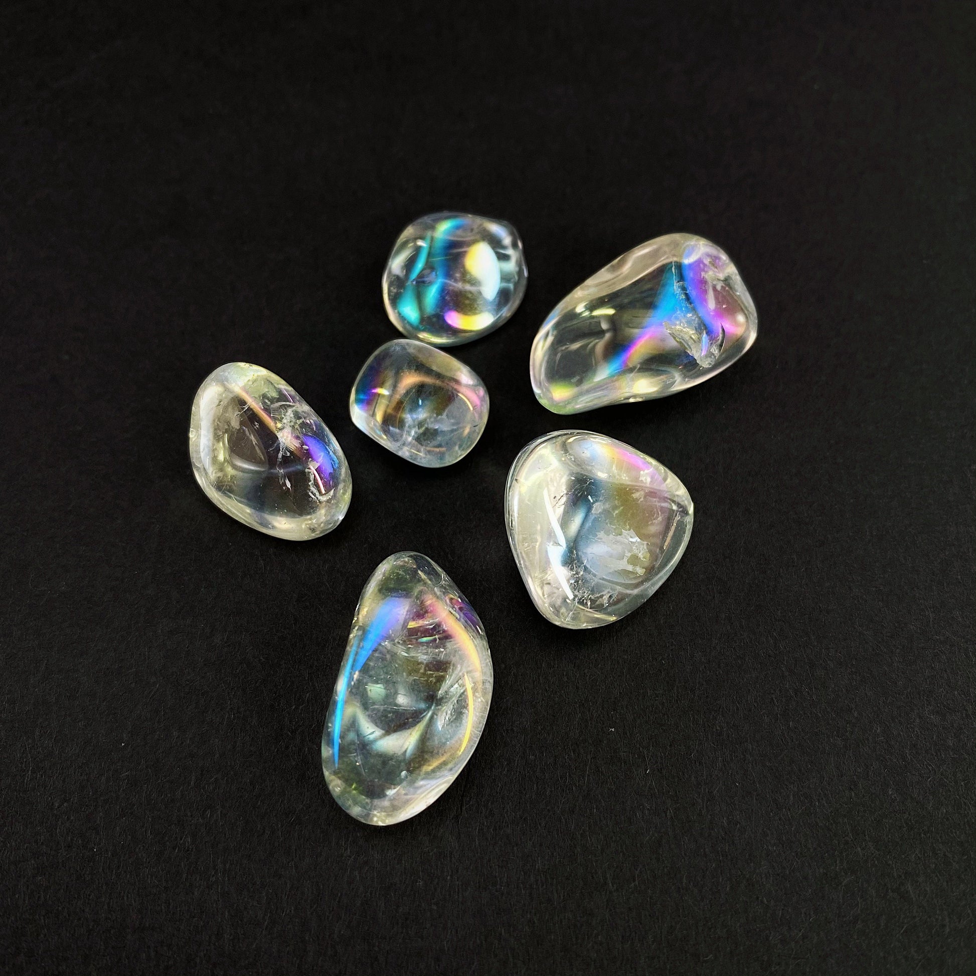 20g of tumbled angel aura quartz, aura quartz, polished angel aura quartz, angel aura quartz tumble, rainbow aura crystal