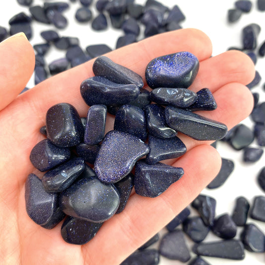 20g of Blue Goldstone , mini tumbled stones, tumbled crystal, tumbled goldstone, blue goldstone