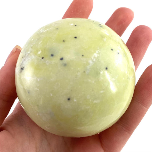 Serpentine Sphere, yellow serpentine sphere, crystal ball, crystal sphere, serpentine