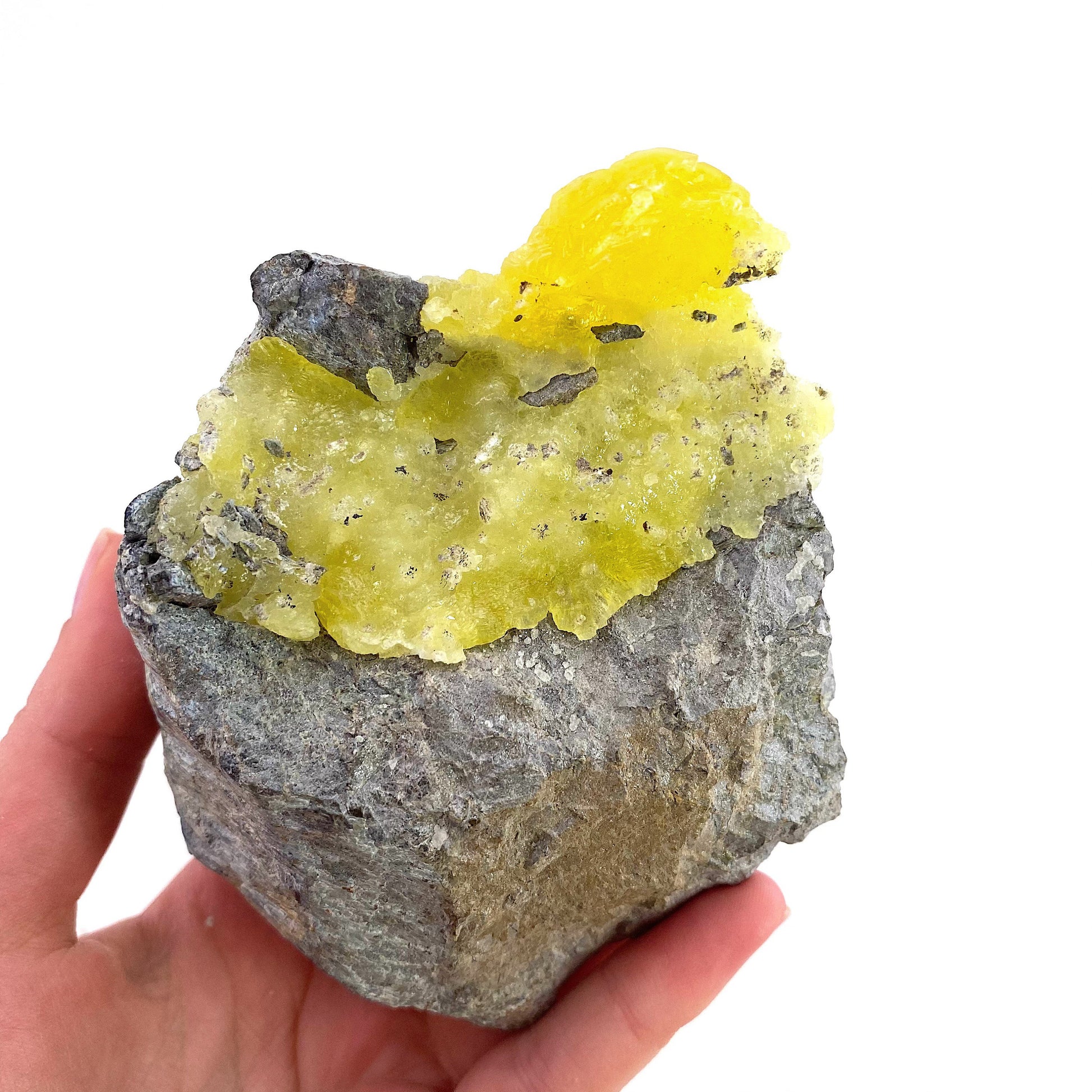 High Grade Yellow Brucite (Pakistan), yellow brucite specimen, raw brucite, yellow brucite crystal