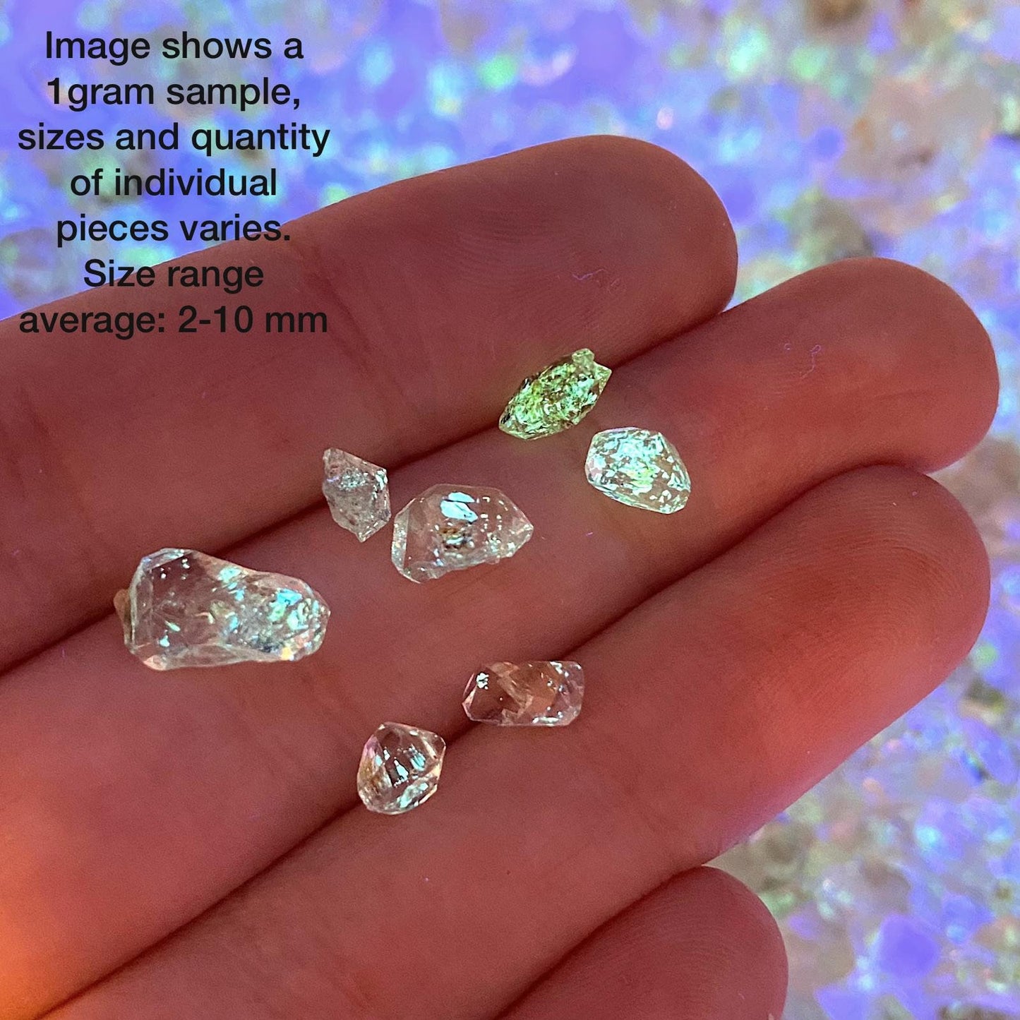 Rare! UV Reactive Petroleum Quartz Crystals | 1 gram (Pakistan), natural petroleum quartz crystal, UV reactive crystal, enhydro quartz