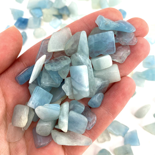 20g of Aquamarine, mini tumbled stones, tumbled crystal, tumbled Aquamarine, blue aquamarine