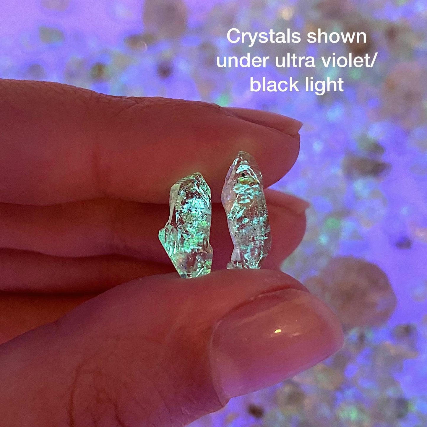 Rare! UV Reactive Petroleum Quartz Crystals | 1 gram (Pakistan), natural petroleum quartz crystal, UV reactive crystal, enhydro quartz